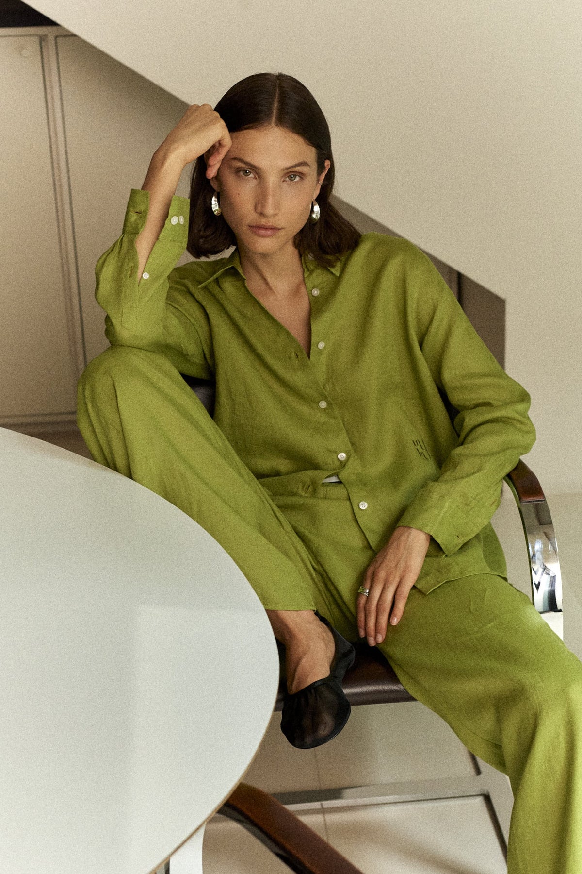 BUOY - Citrus Green Linen Shirt