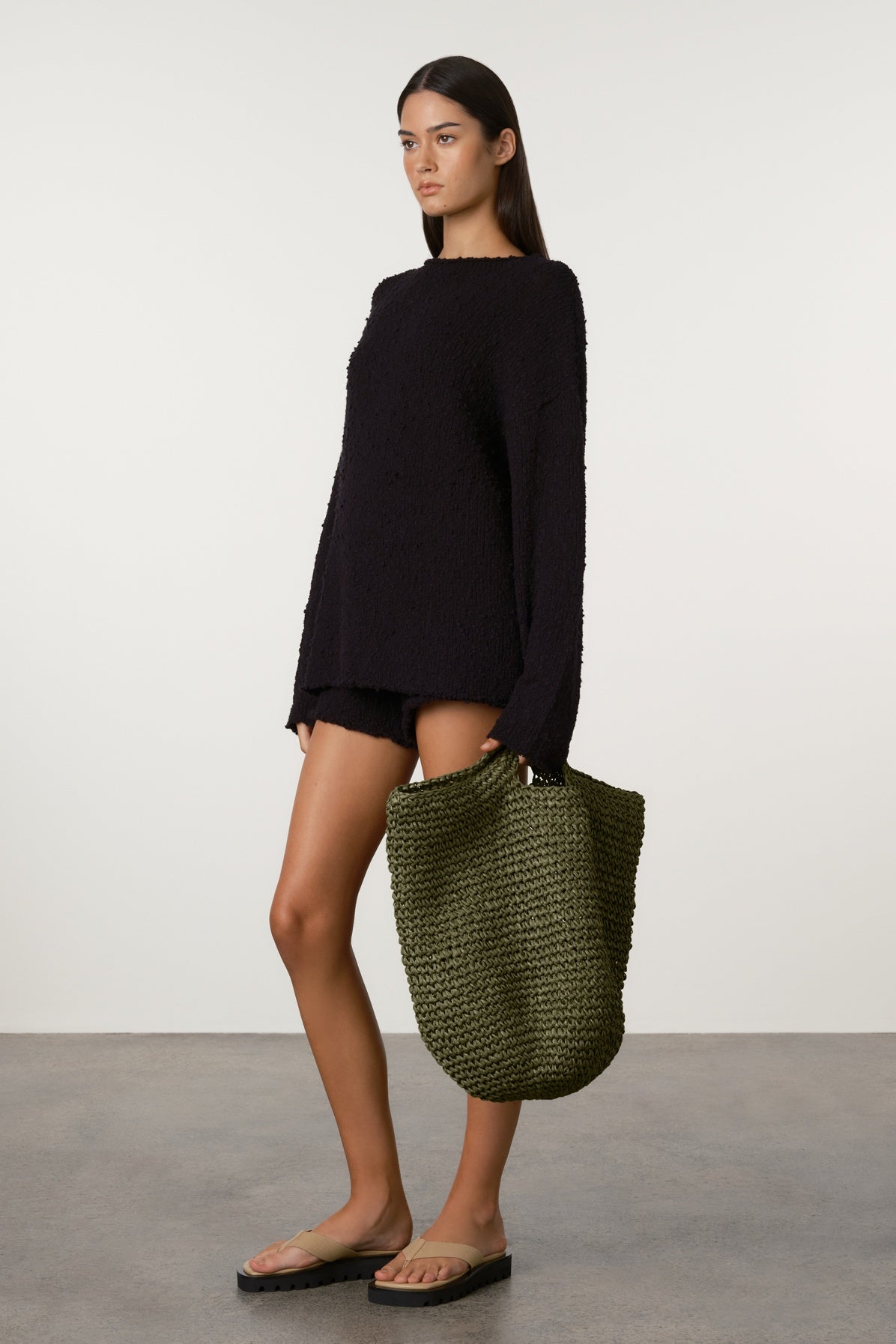 Round Straw Bag | Olive