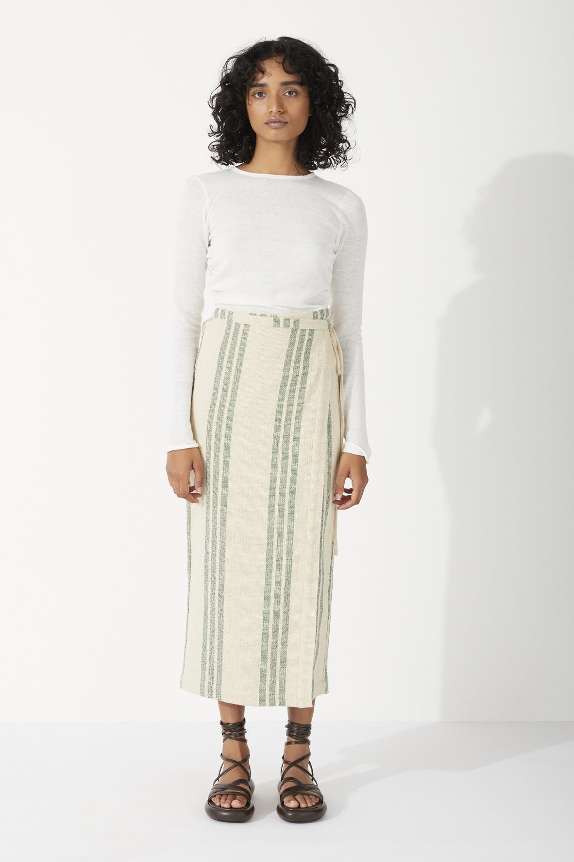 SAND STRIPE WRAP SKIRT | FINAL SALE