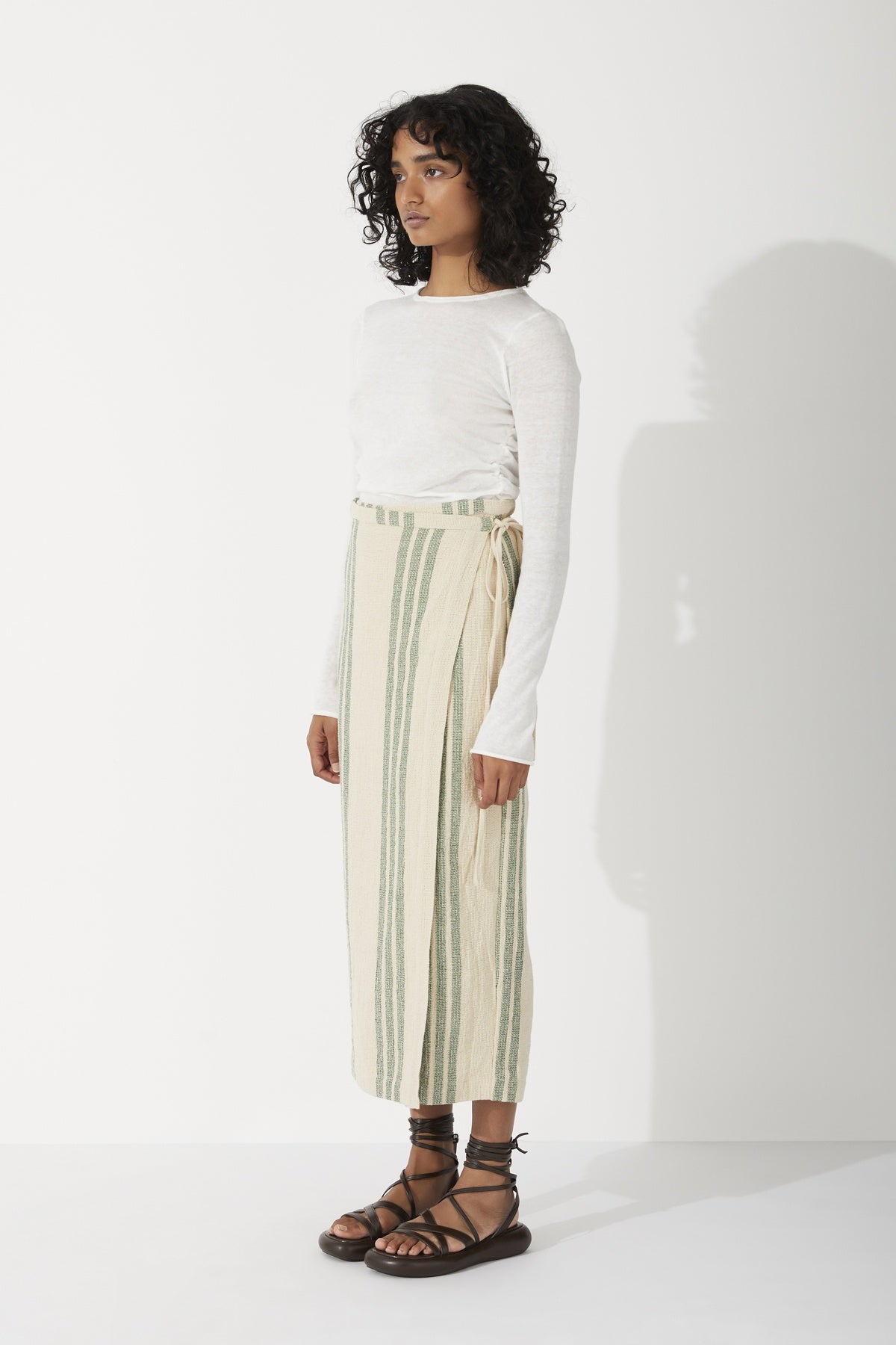 SAND STRIPE WRAP SKIRT | FINAL SALE