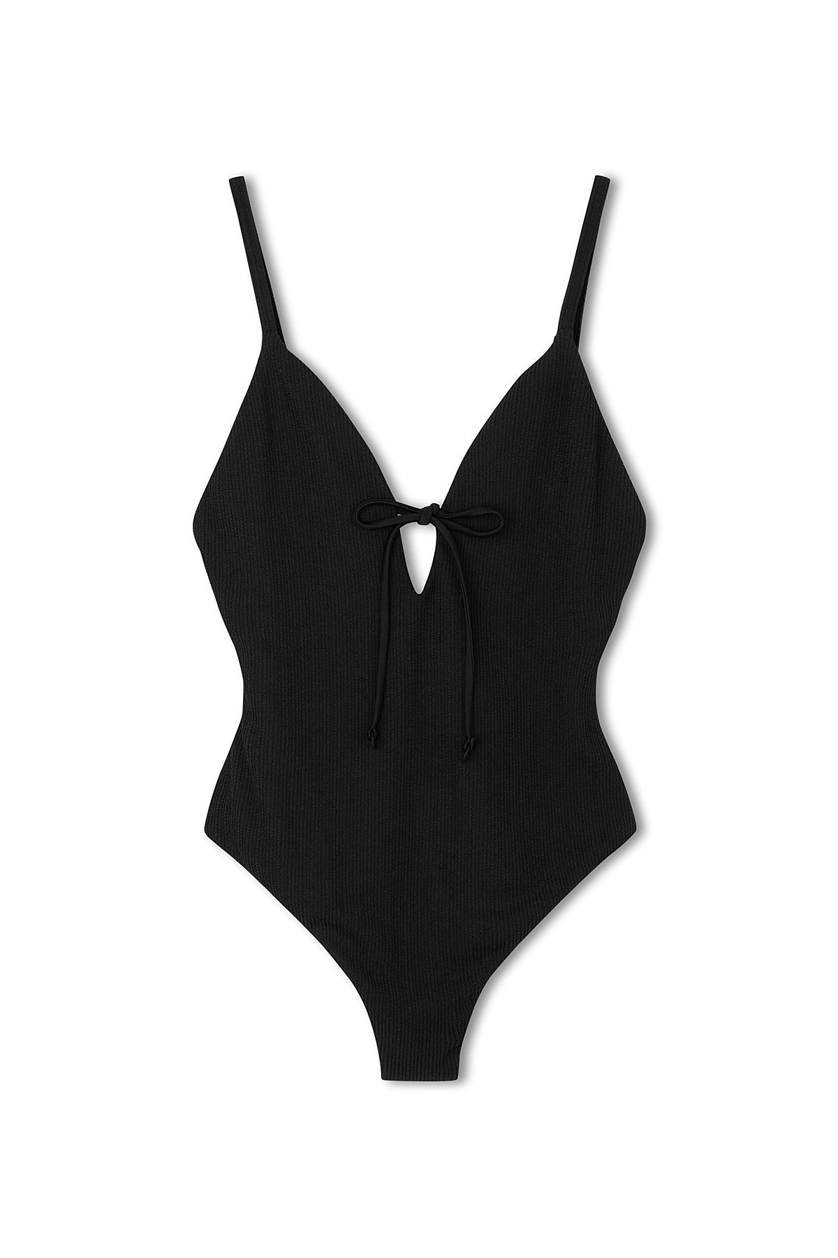 BLACK TEXTURED ONE PIECE SWIMSUIT | FINAL SALE
