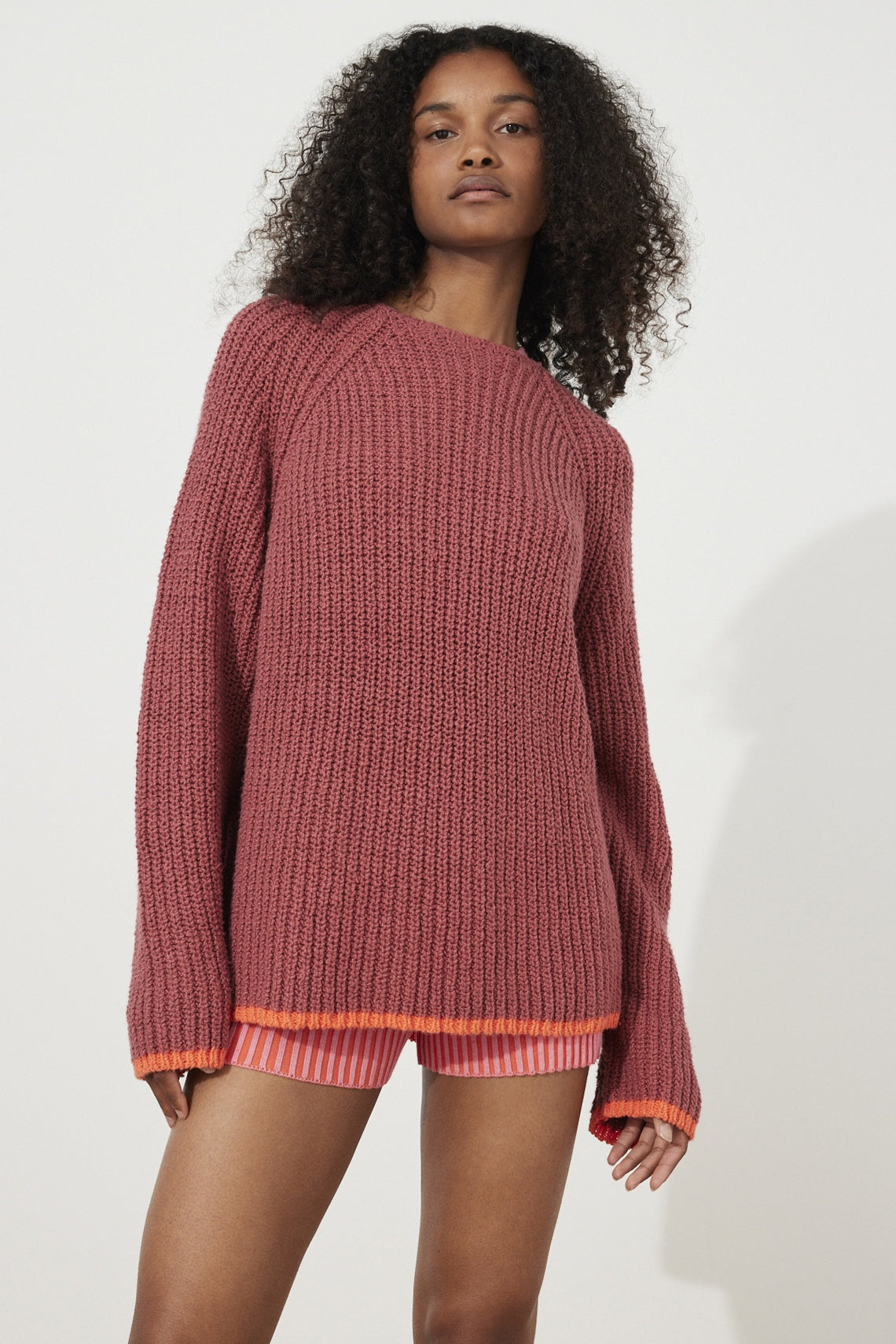 PLUM CONTRAST RIB KNIT JUMPER - FINAL SALE