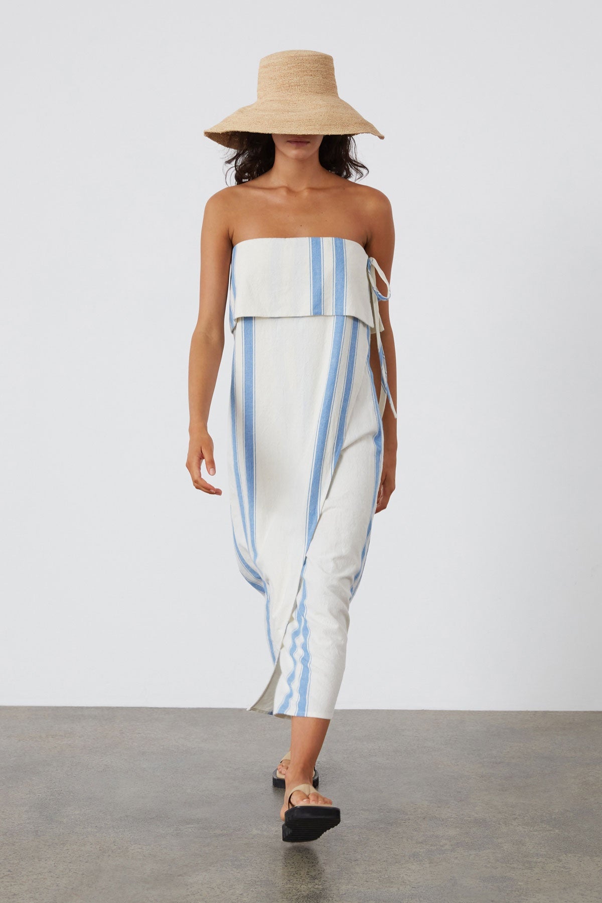 MARINE STRIPE ORGANIC COTTON BLEND DRESS - FINAL SALE