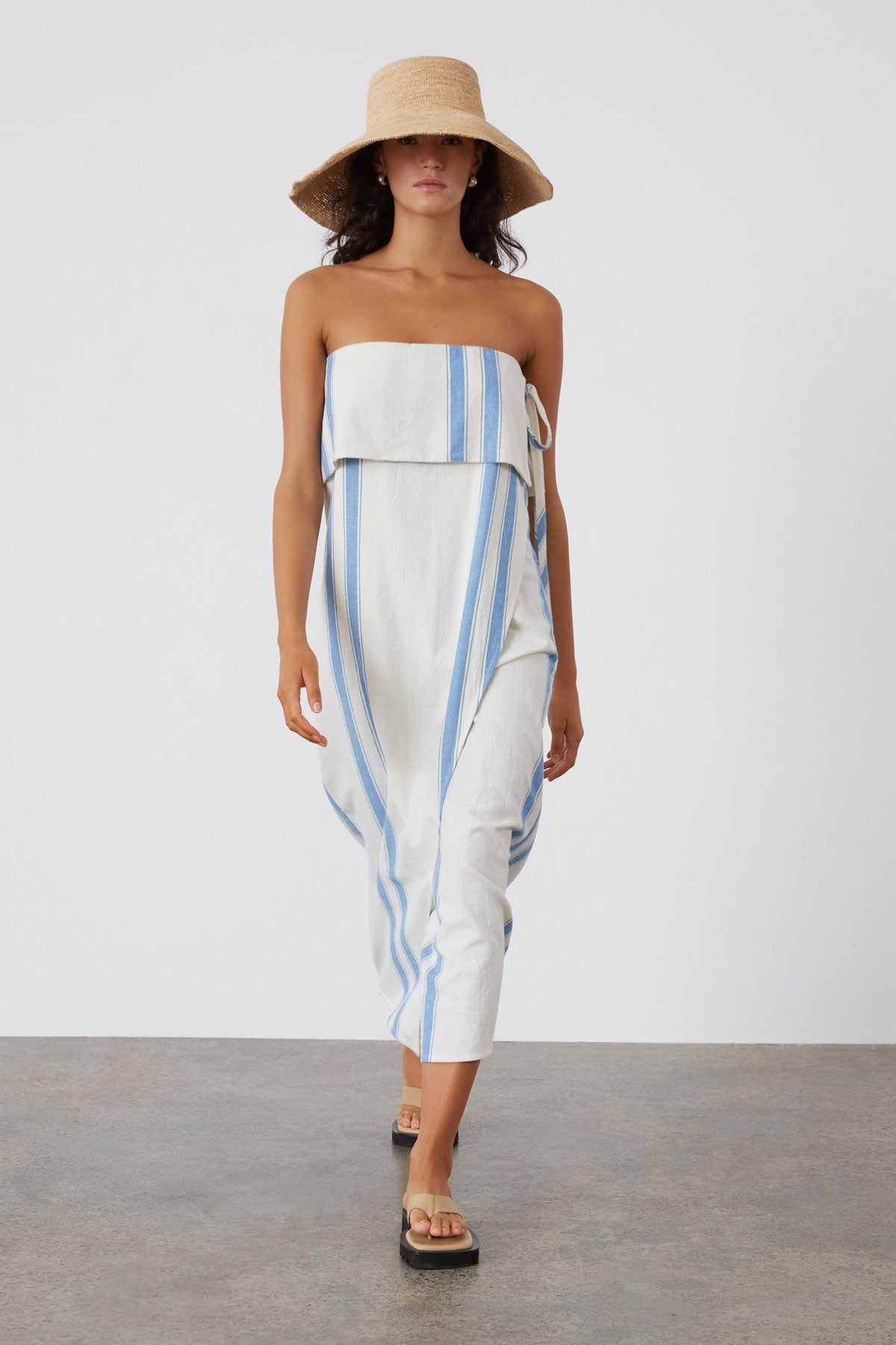 MARINE STRIPE ORGANIC COTTON BLEND DRESS - FINAL SALE