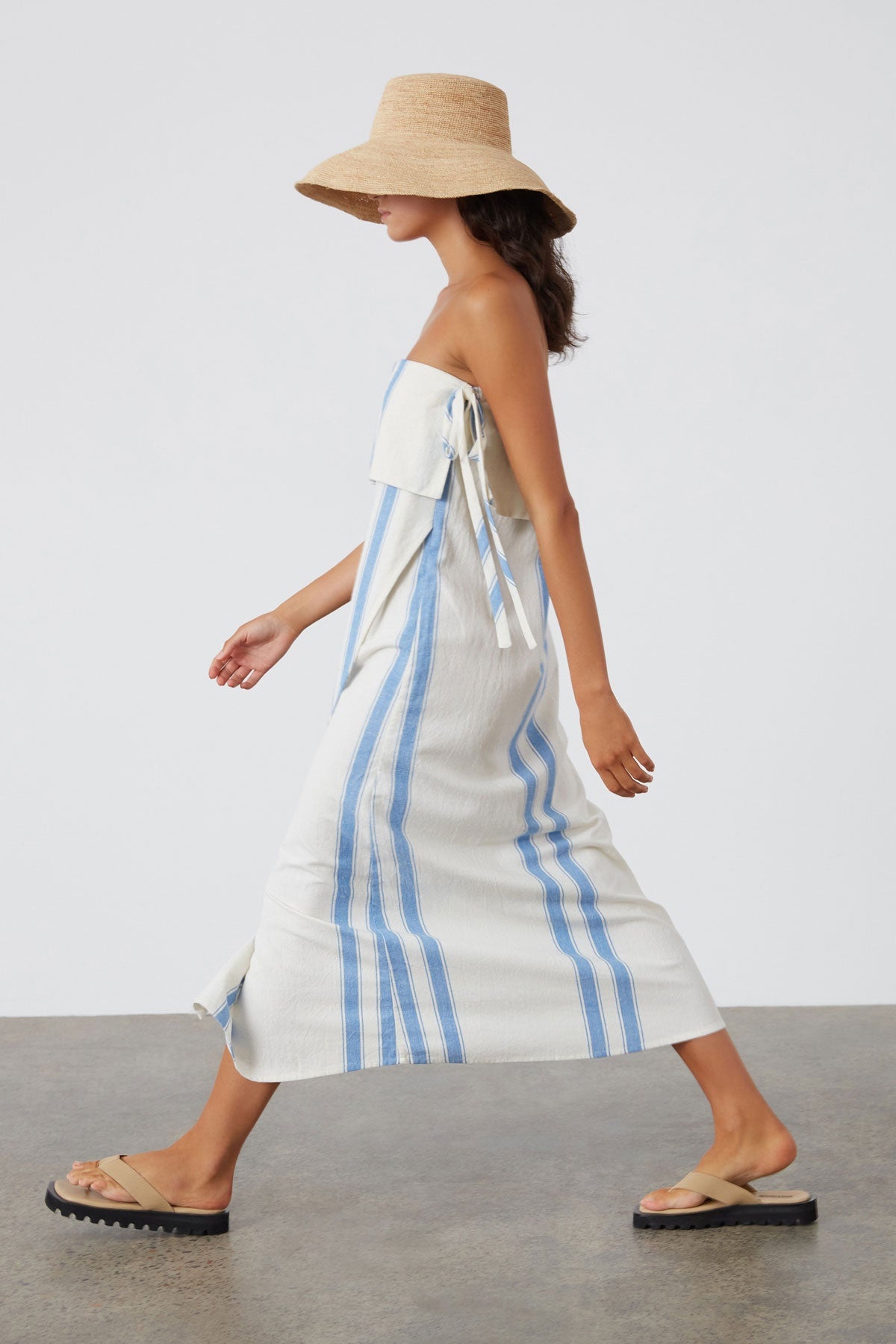 MARINE STRIPE ORGANIC COTTON BLEND DRESS - FINAL SALE