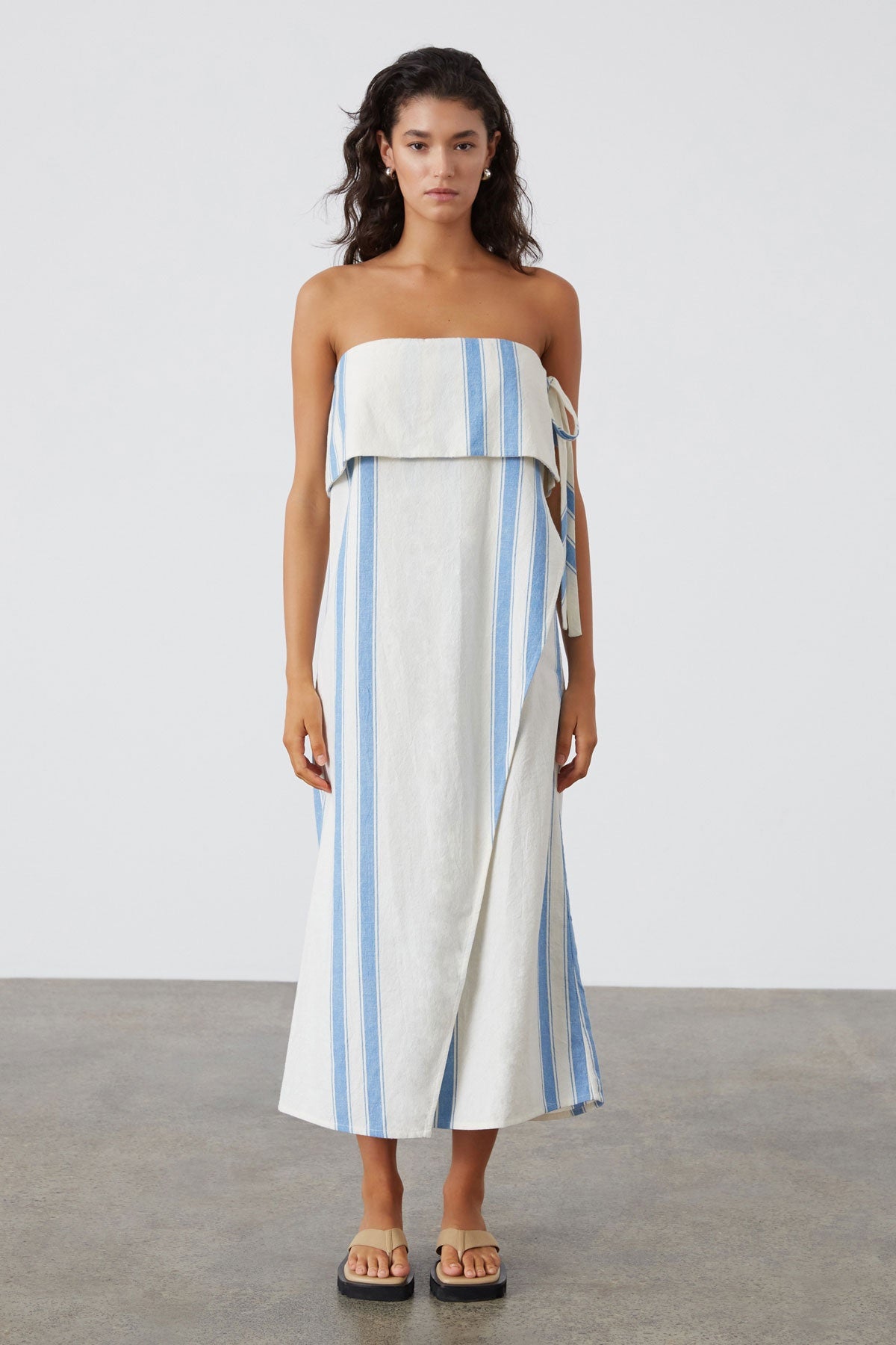 MARINE STRIPE ORGANIC COTTON BLEND DRESS - FINAL SALE