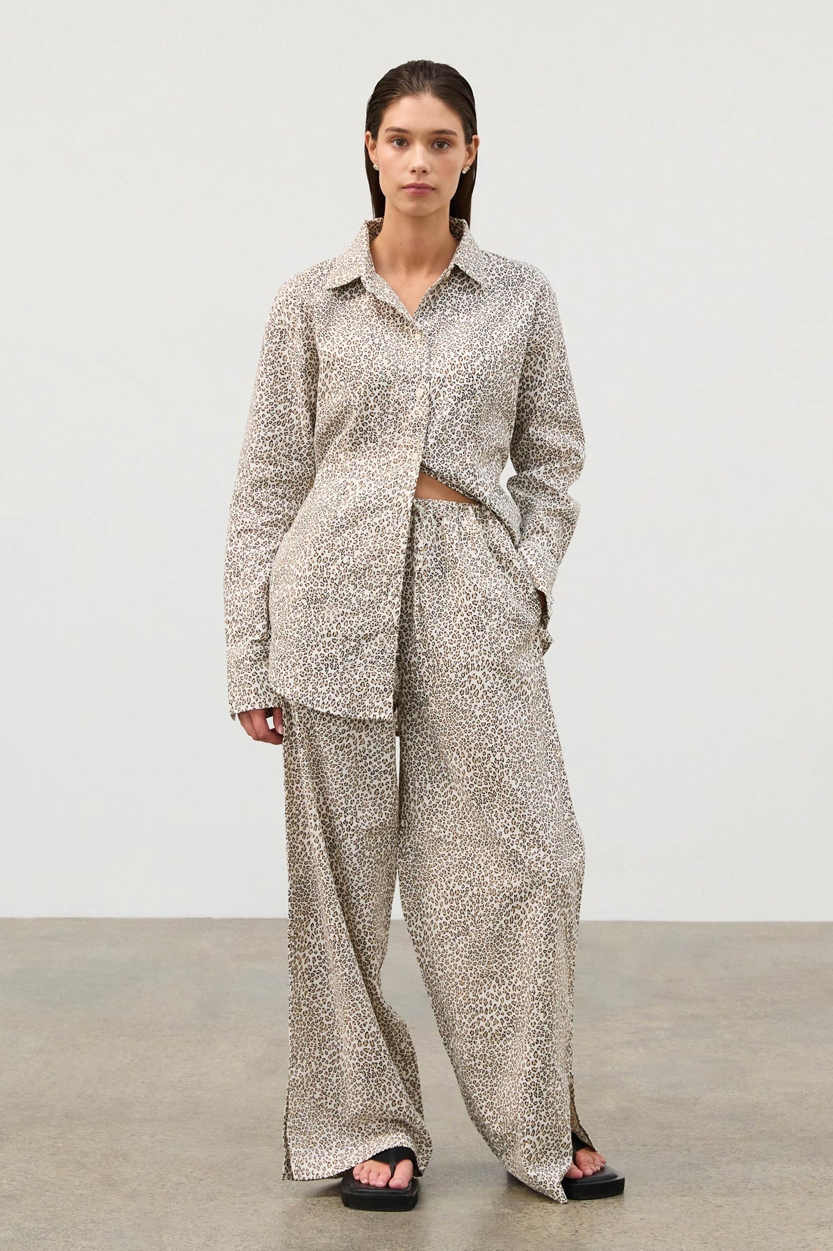 Micro Leopard Hemp Blend Pants | FINAL SALE