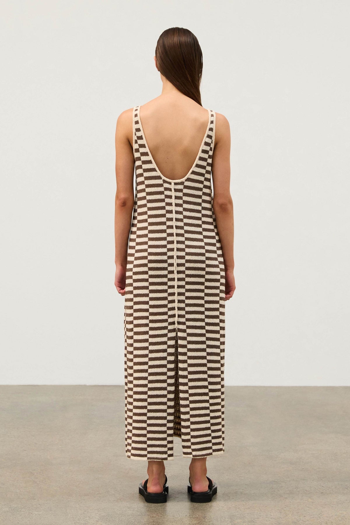 Cocoa Grid Textured Knit Dress