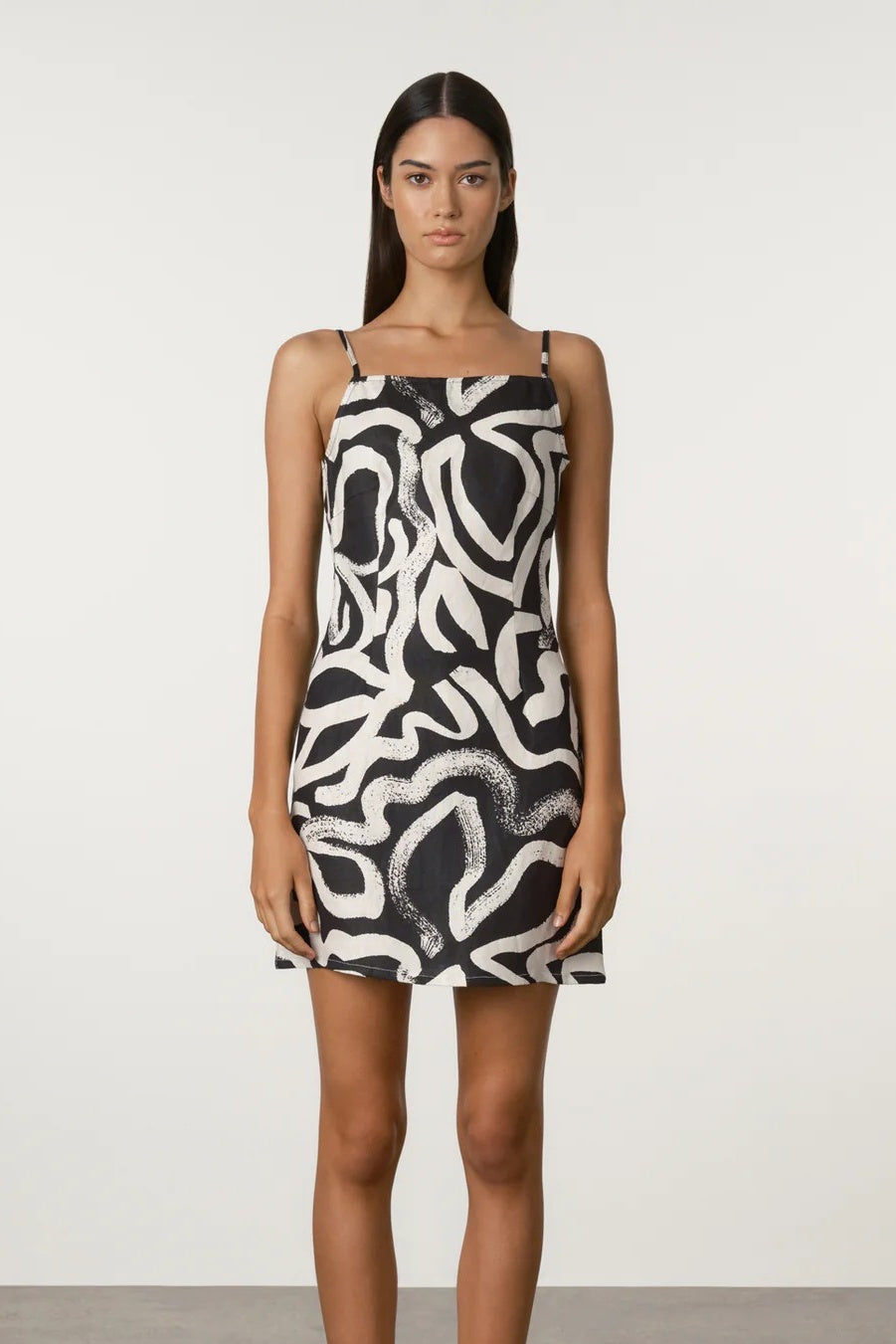 Paint Flower Linen Dress