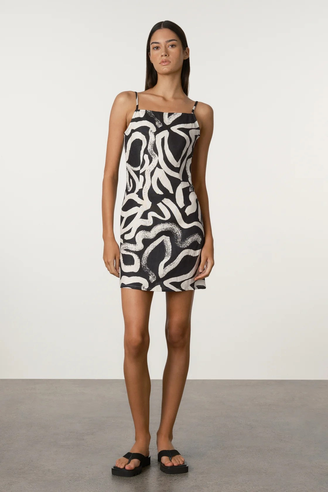 Paint Flower Linen Dress