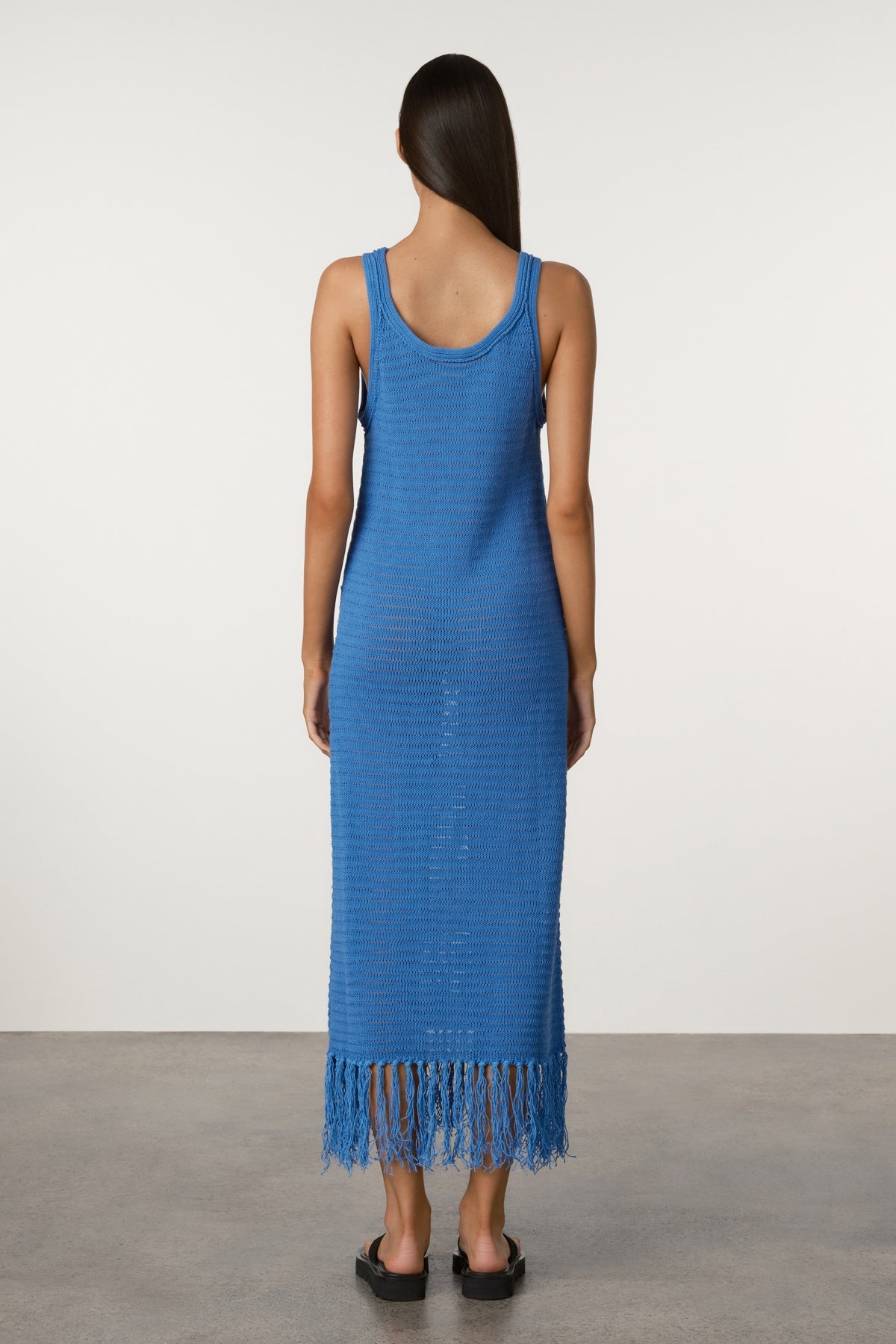 Crochet Tassel Knit Dress - Bright Blue