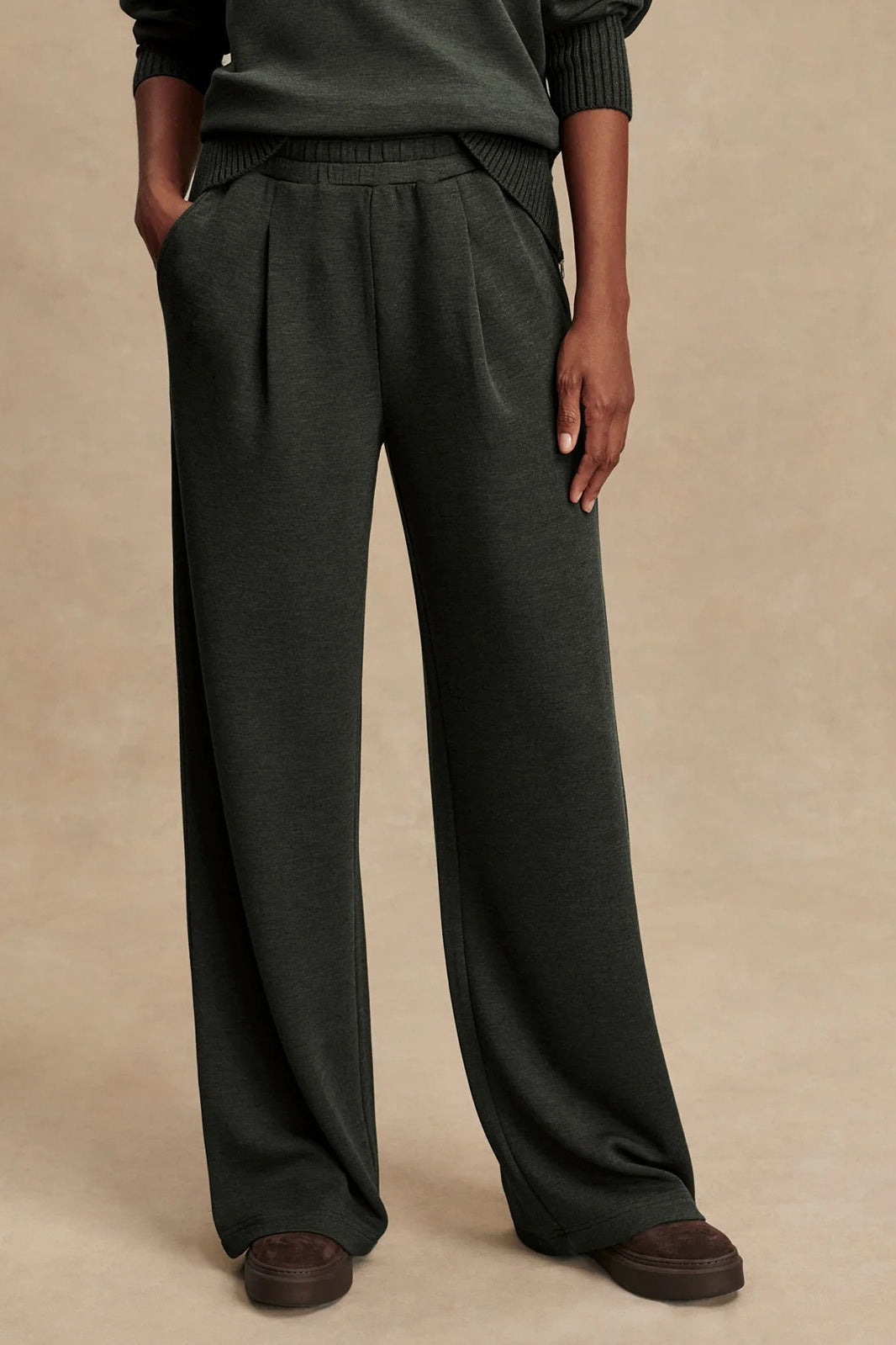 The Extra Wide Leg Pant 30&quot; | Olive Marl