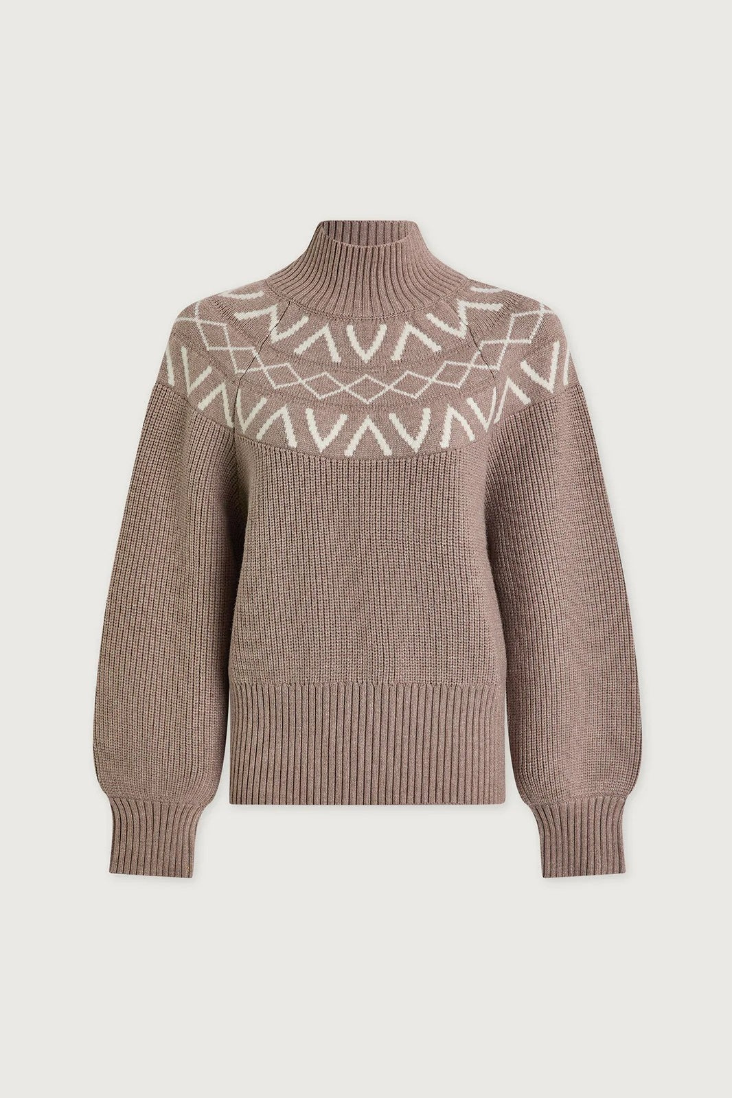 Marcie Fair Isle Yoke Knit | Light Taupe Marl