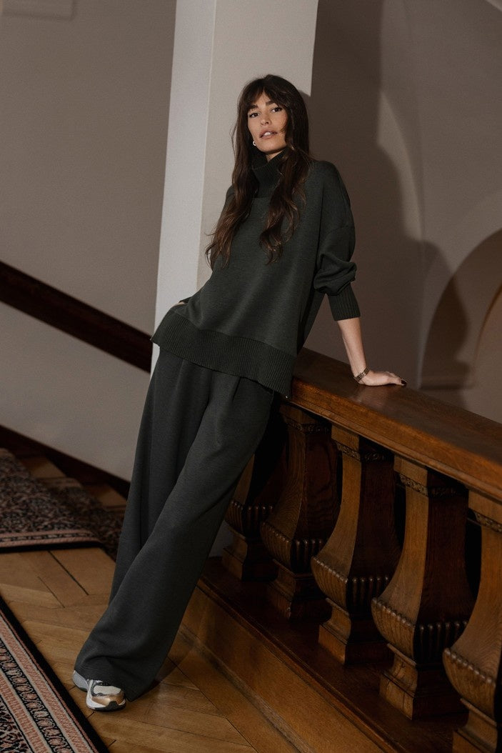 The Extra Wide Leg Pant 30&quot; | Olive Marl