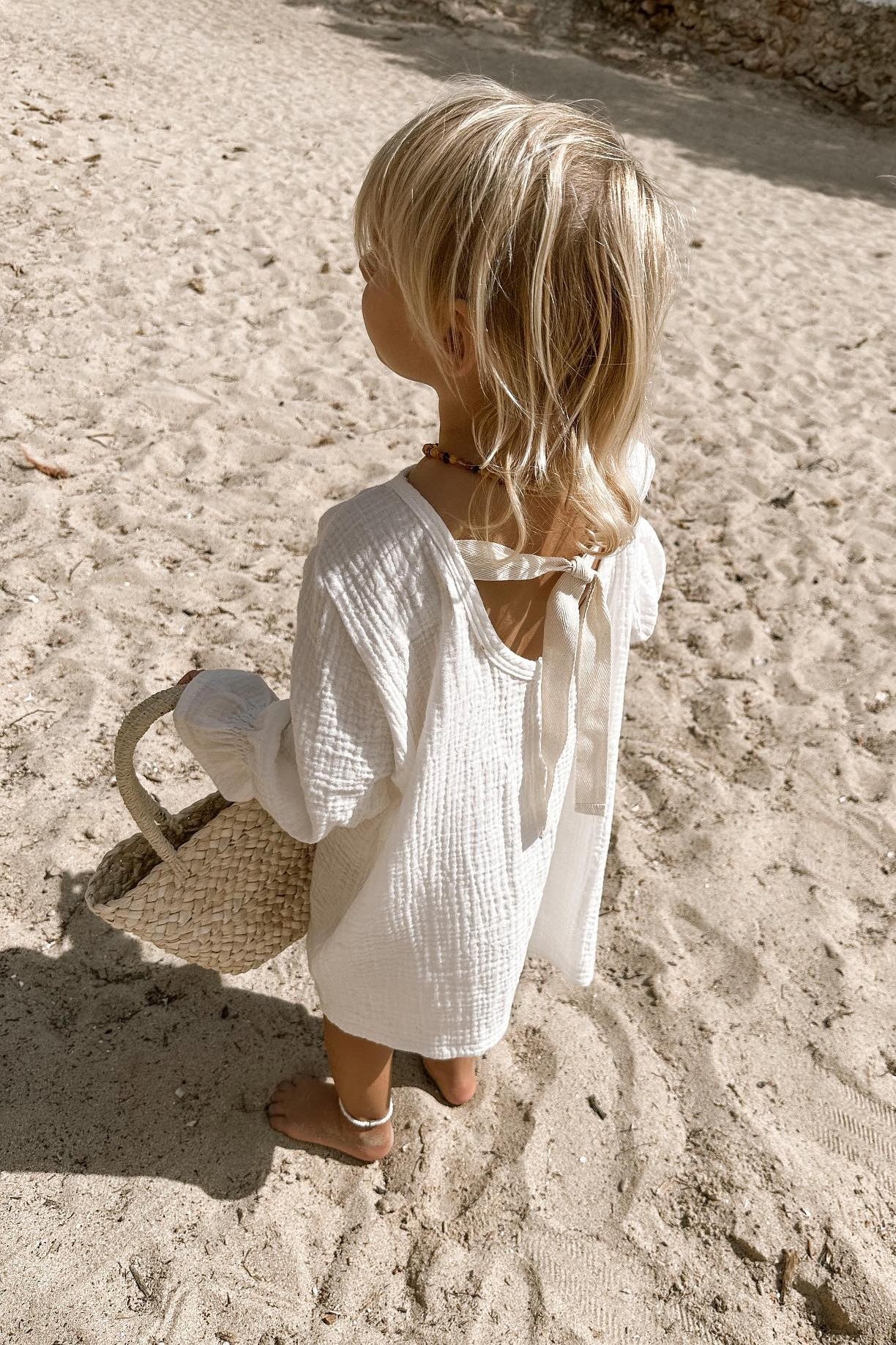 OPEN BACK MUSLIN DRESS | WHITE