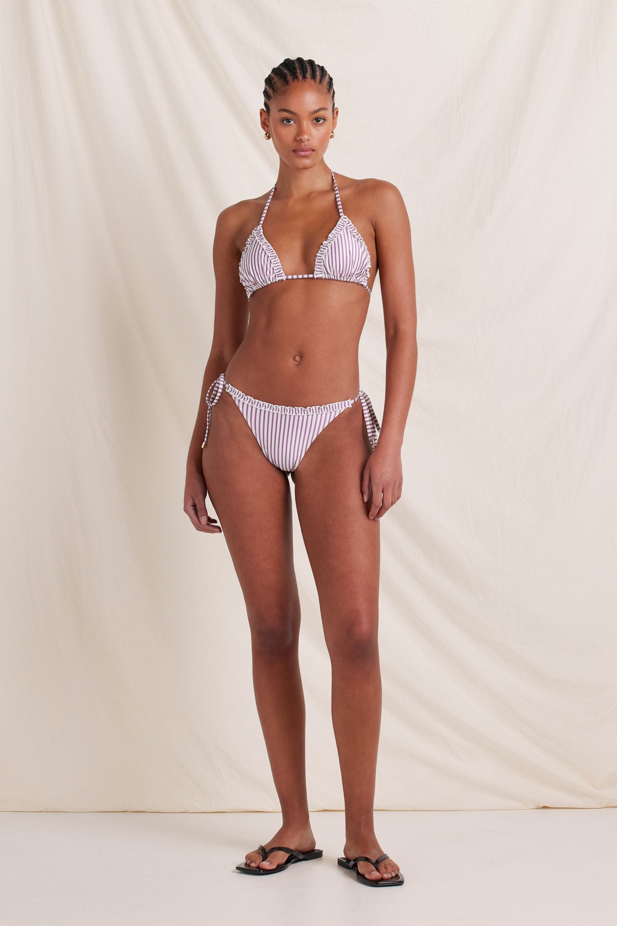 Ruffle Essential String Tri Bikini Top