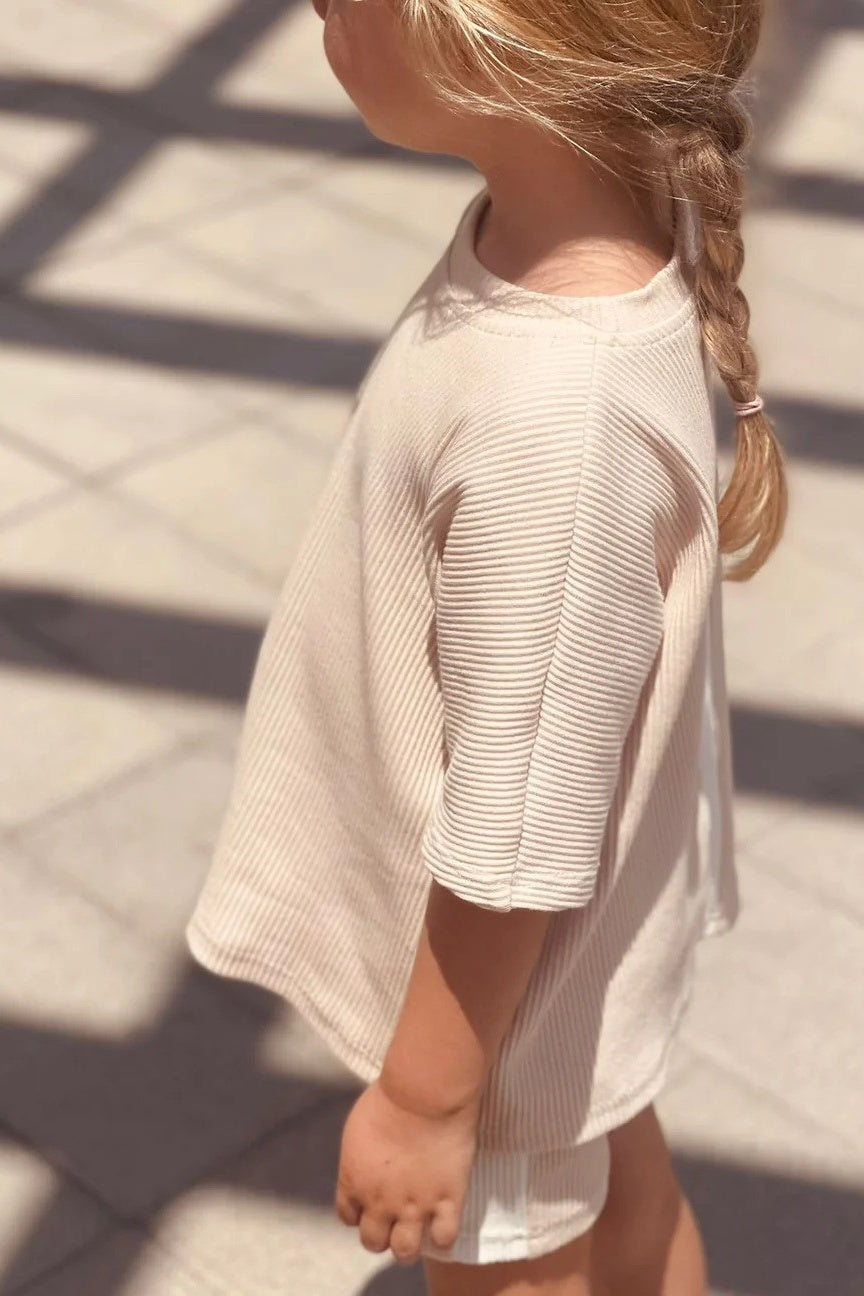 RIB SET | CREAM &amp; WHITE STRIPE