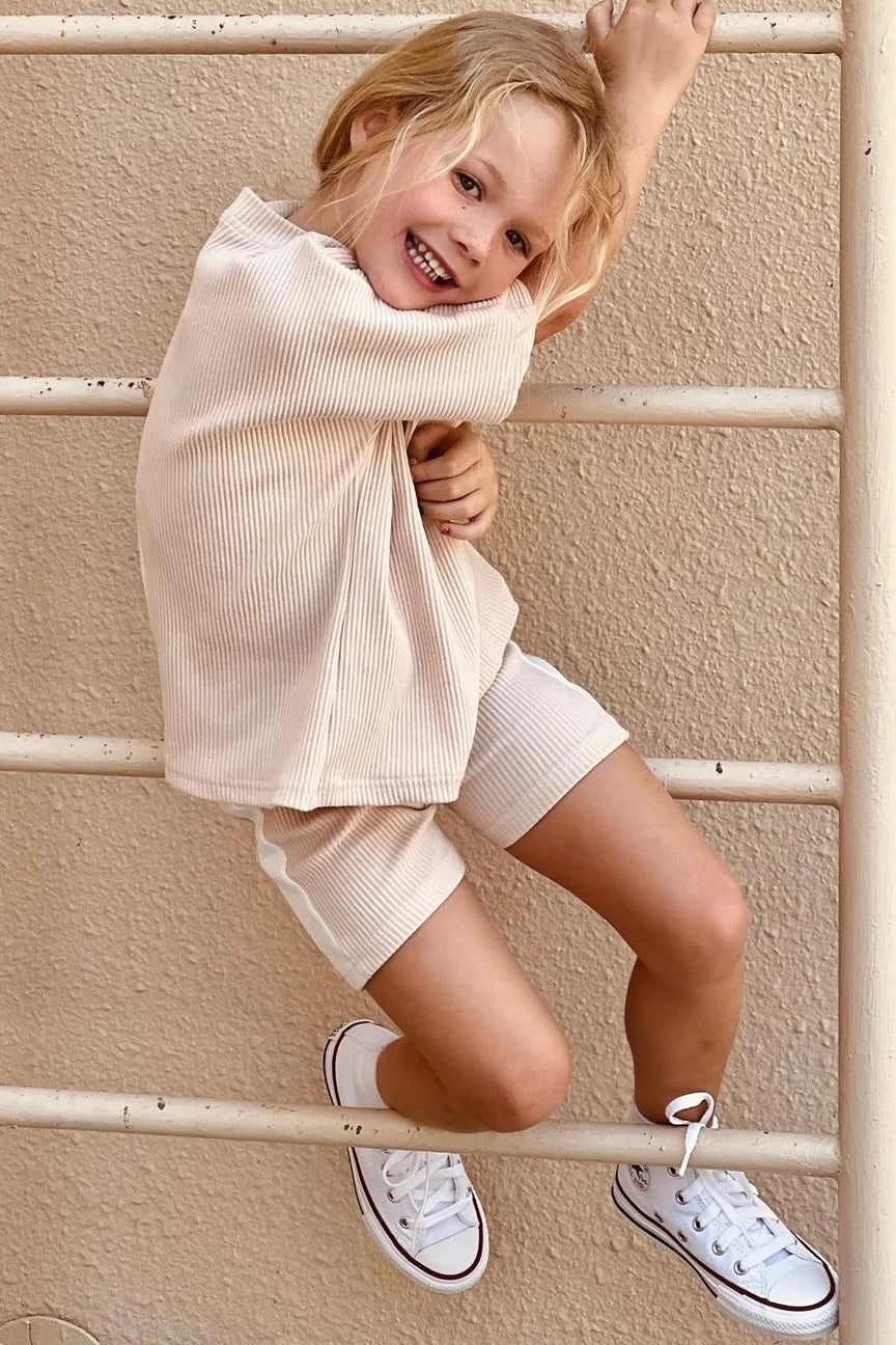 RIB SET | CREAM &amp; WHITE STRIPE