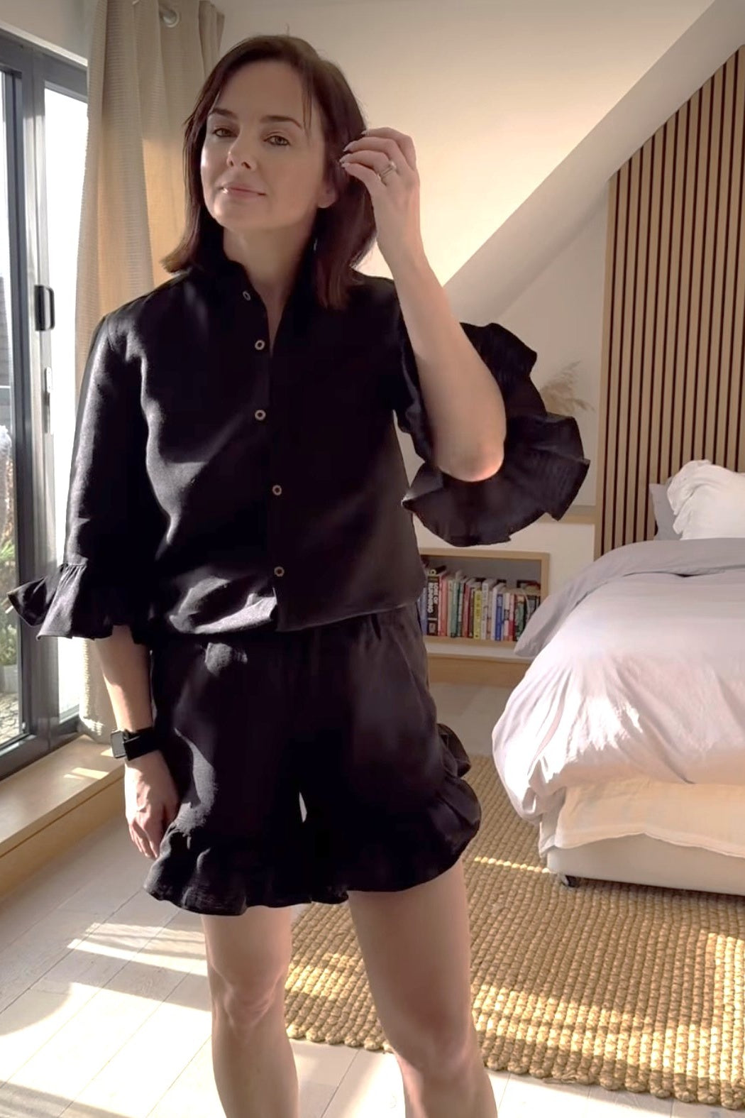 Marcia Frilled Shirt | Black - FINAL SALE