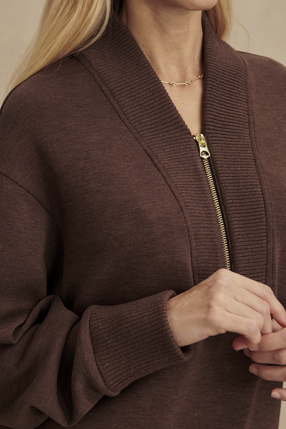 Sally Half-Zip Sweat Coffee Bean Marl