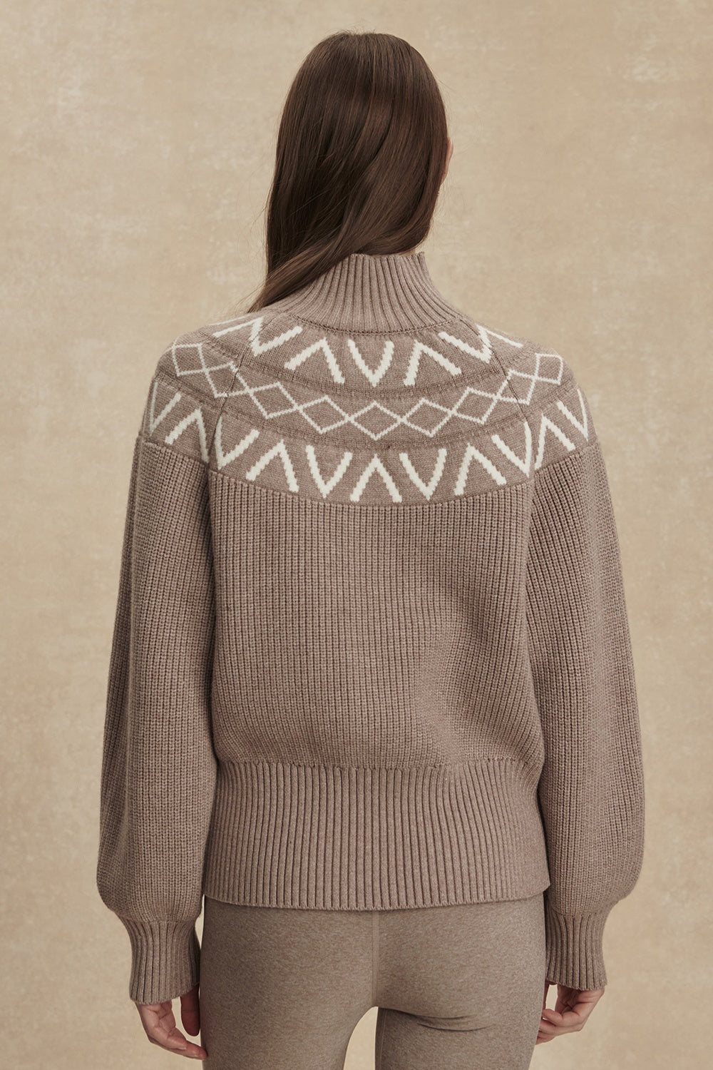 Marcie Fair Isle Yoke Knit | Light Taupe Marl