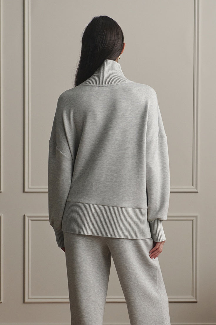 Barker High-Neck Sweat | Grey Marl