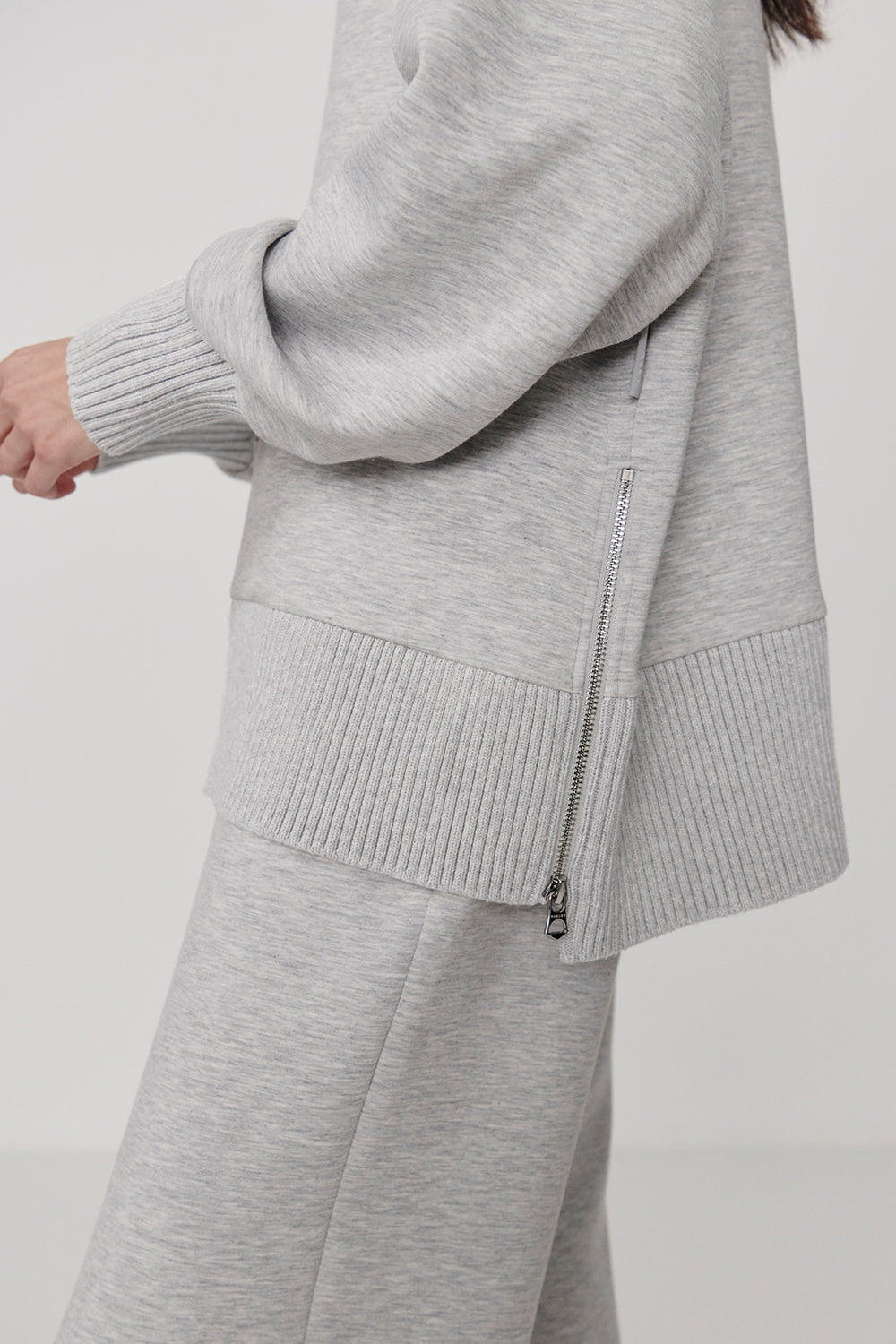 The Wide Leg Pant 30" | Light Grey Marl