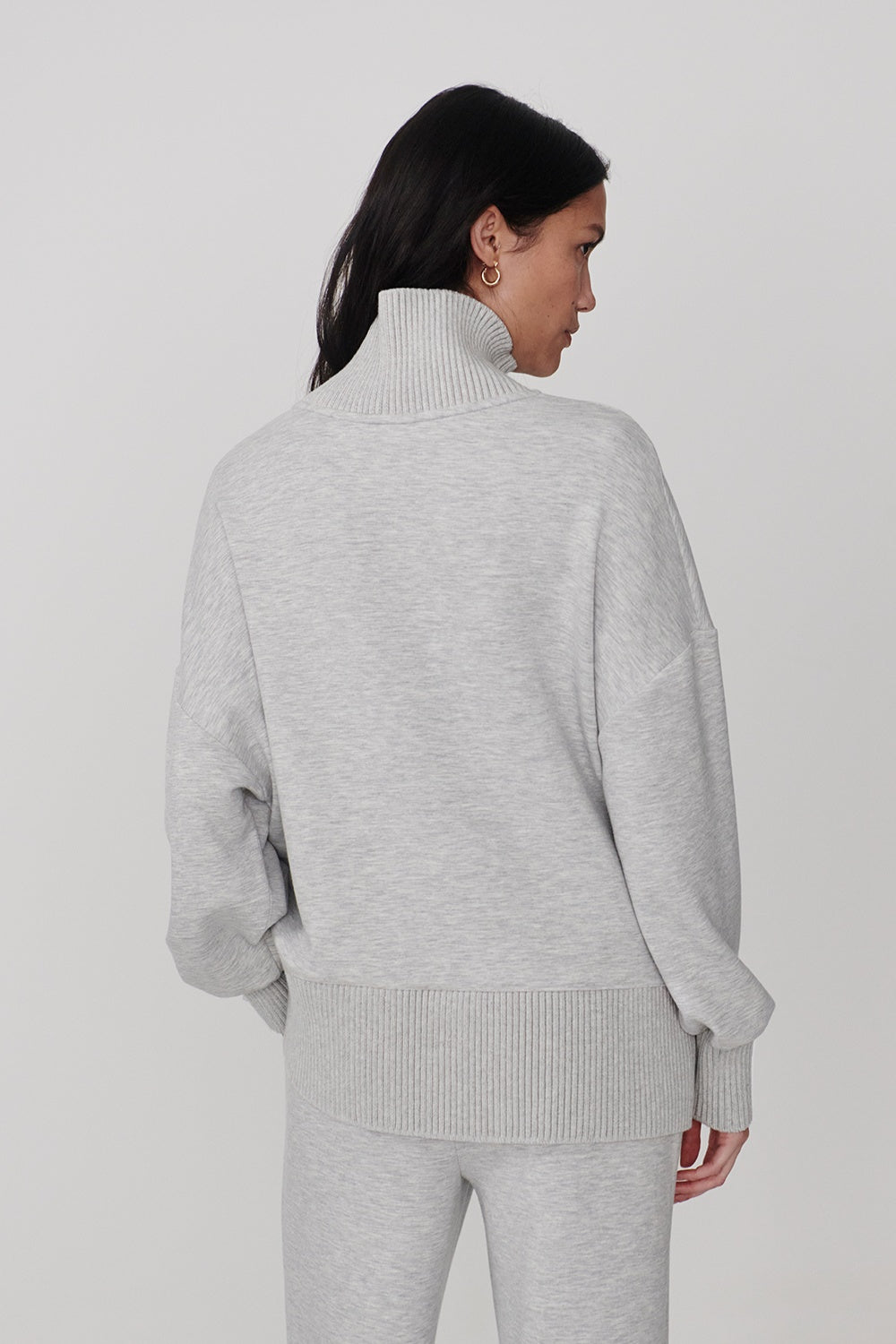 Barker High-Neck Sweat | Grey Marl