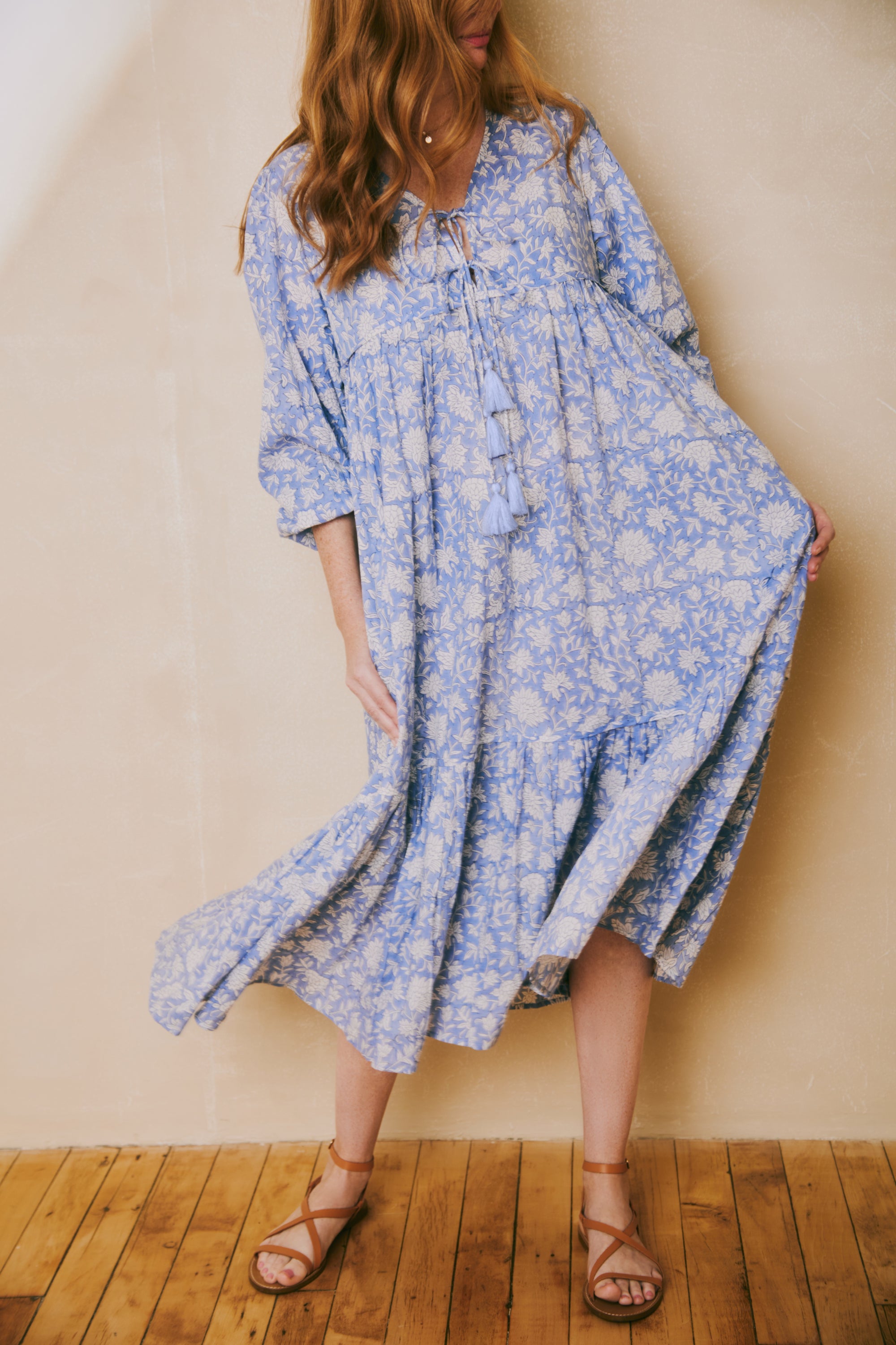 Evie Blue Dahlia Dress - FINAL SALE
