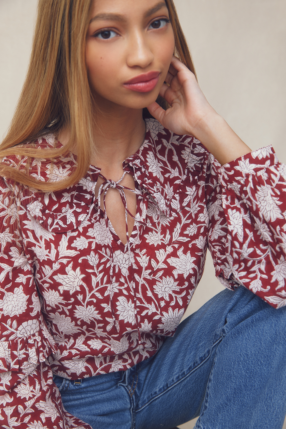 Betsy Dahlia Print Blouse - FINAL SALE