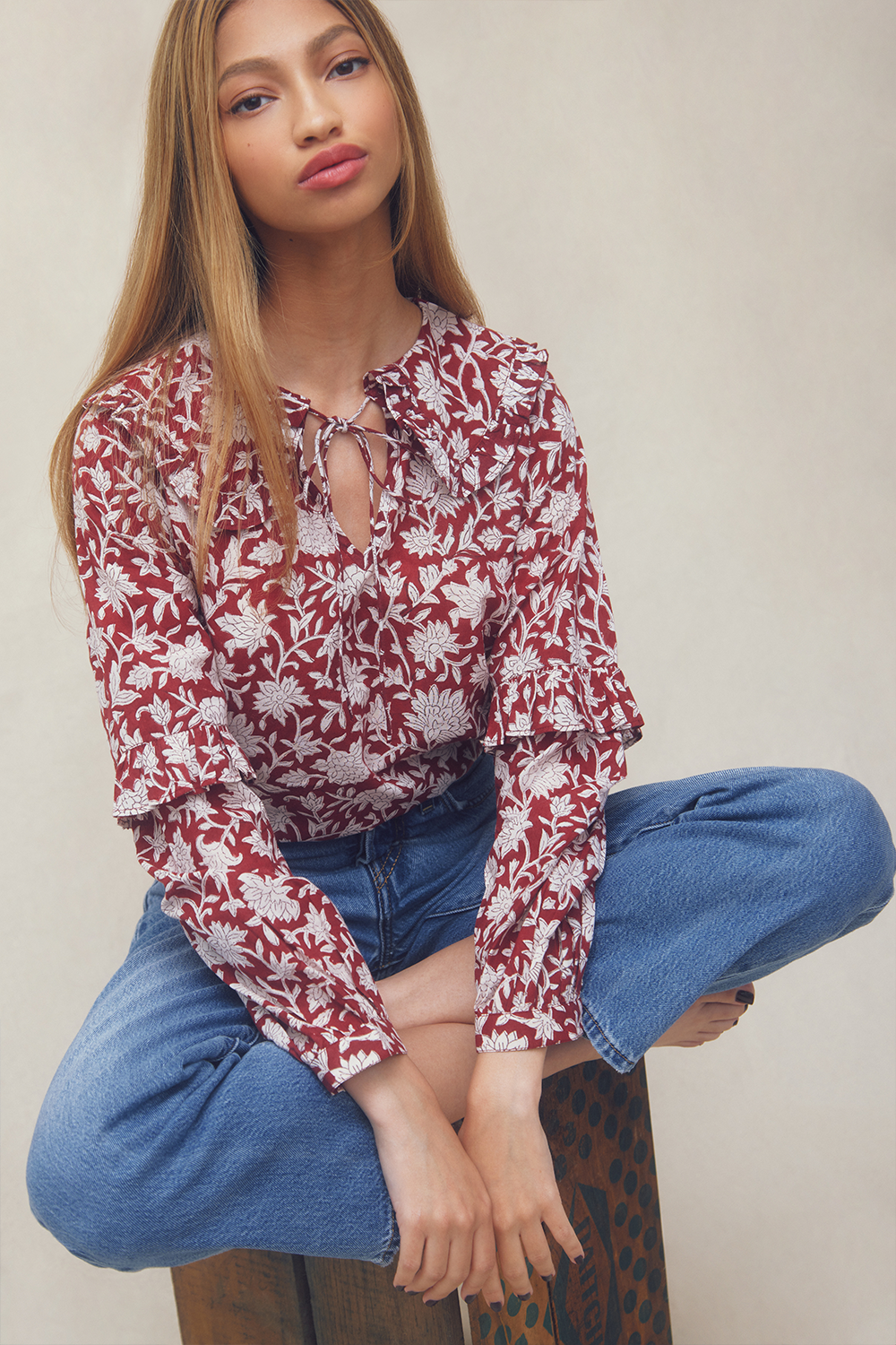 Betsy Dahlia Print Blouse - FINAL SALE