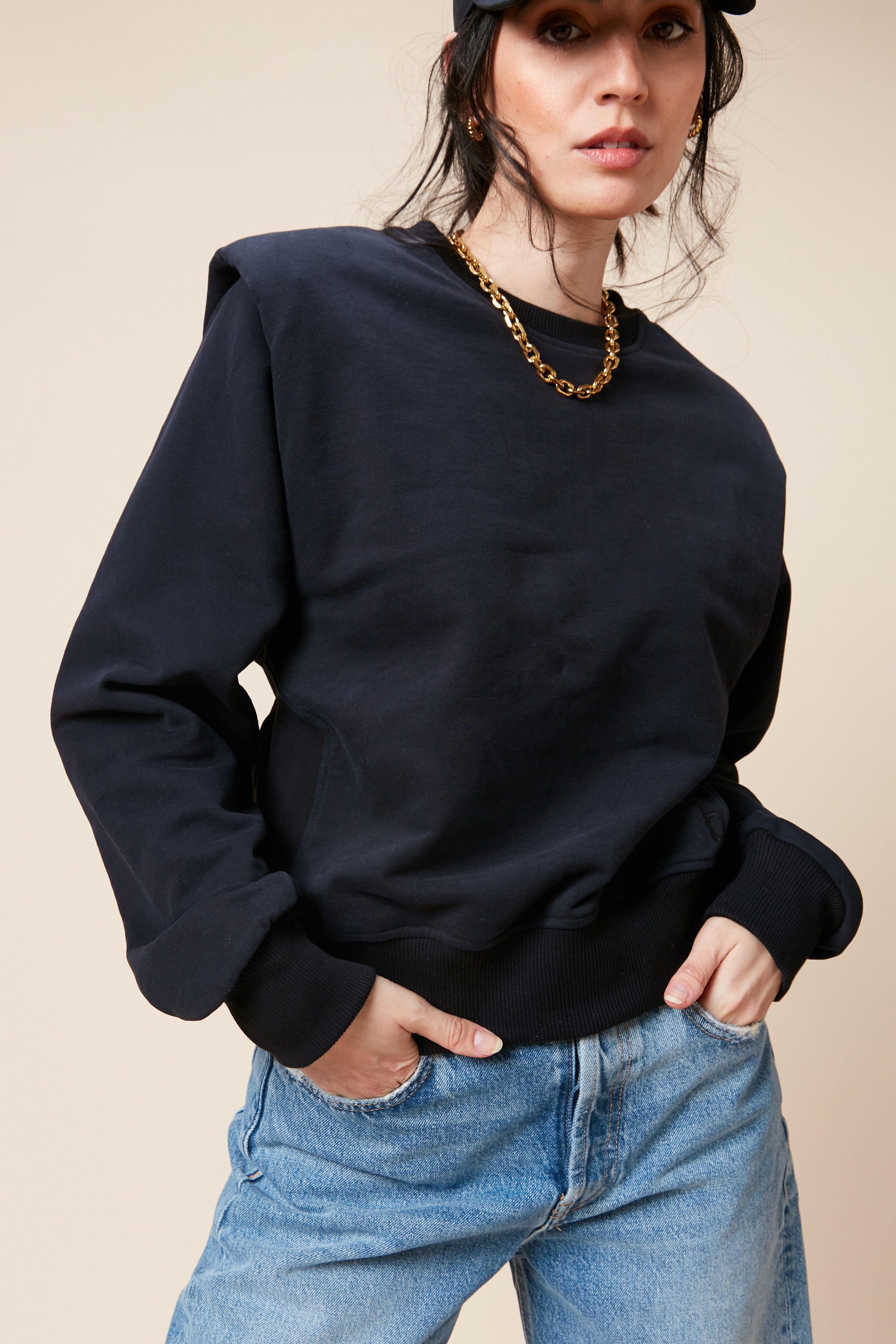 HALLE Shoulder Pad Sweatshirt | FINAL SALE - Tyde-London