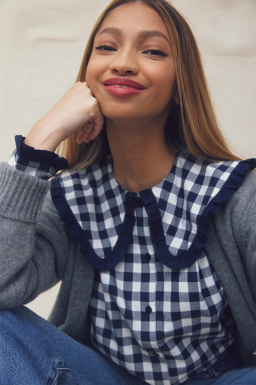 Poppy Check Blouse- FINAL SALE