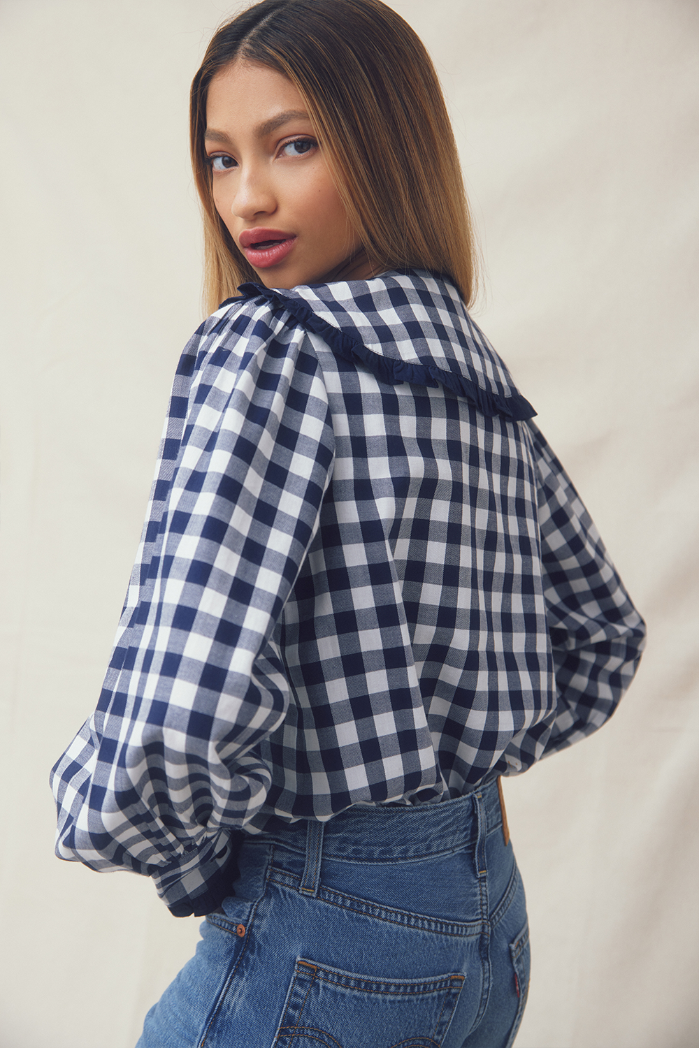 Poppy Check Blouse- FINAL SALE