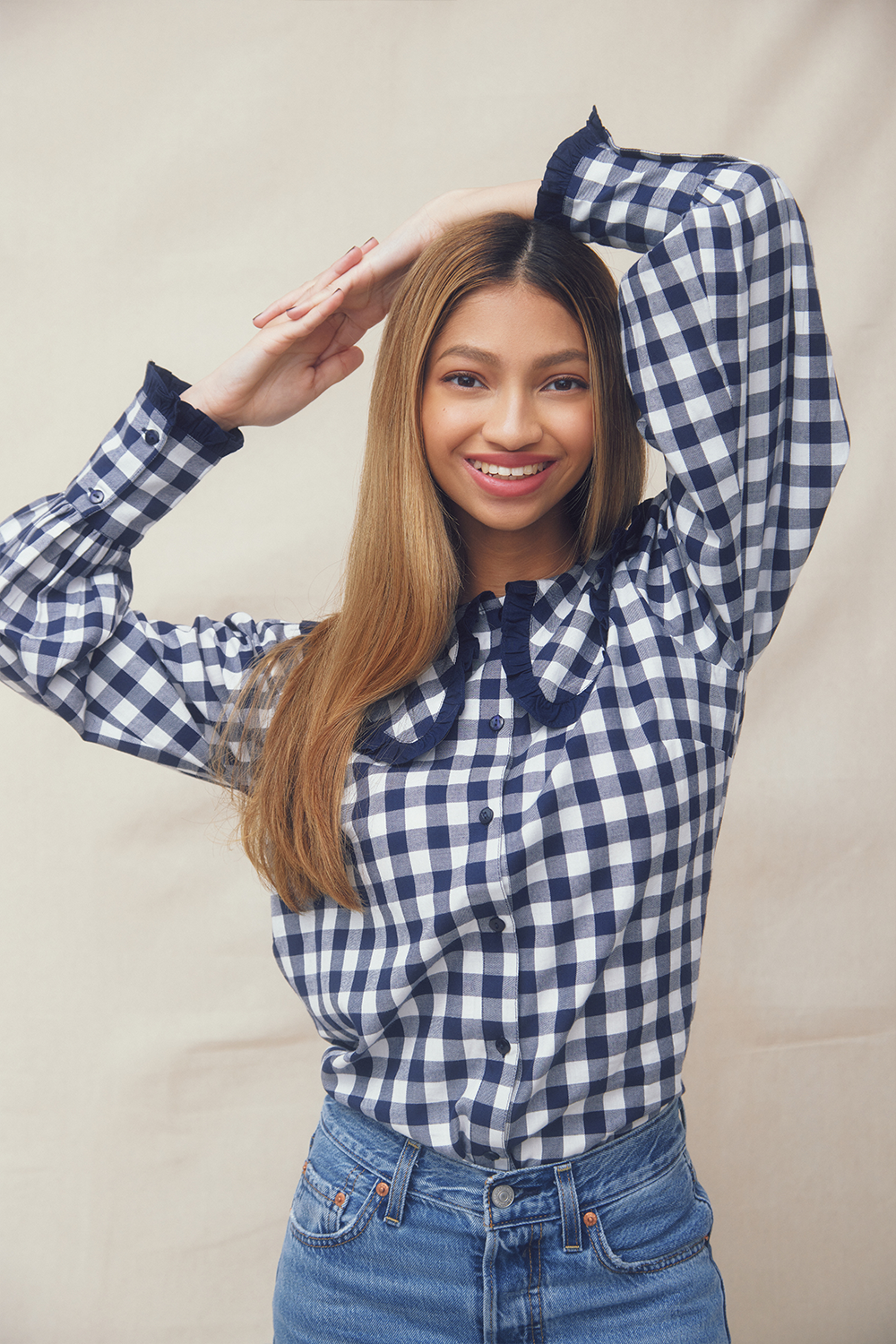 Poppy Check Blouse- FINAL SALE