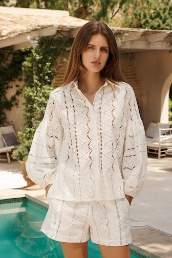 Nora Shirt - Cotton Embroidery | Soft White