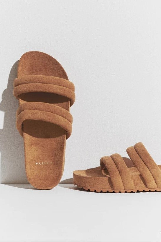 Giles Quilted Suede Slides | Chanterelle