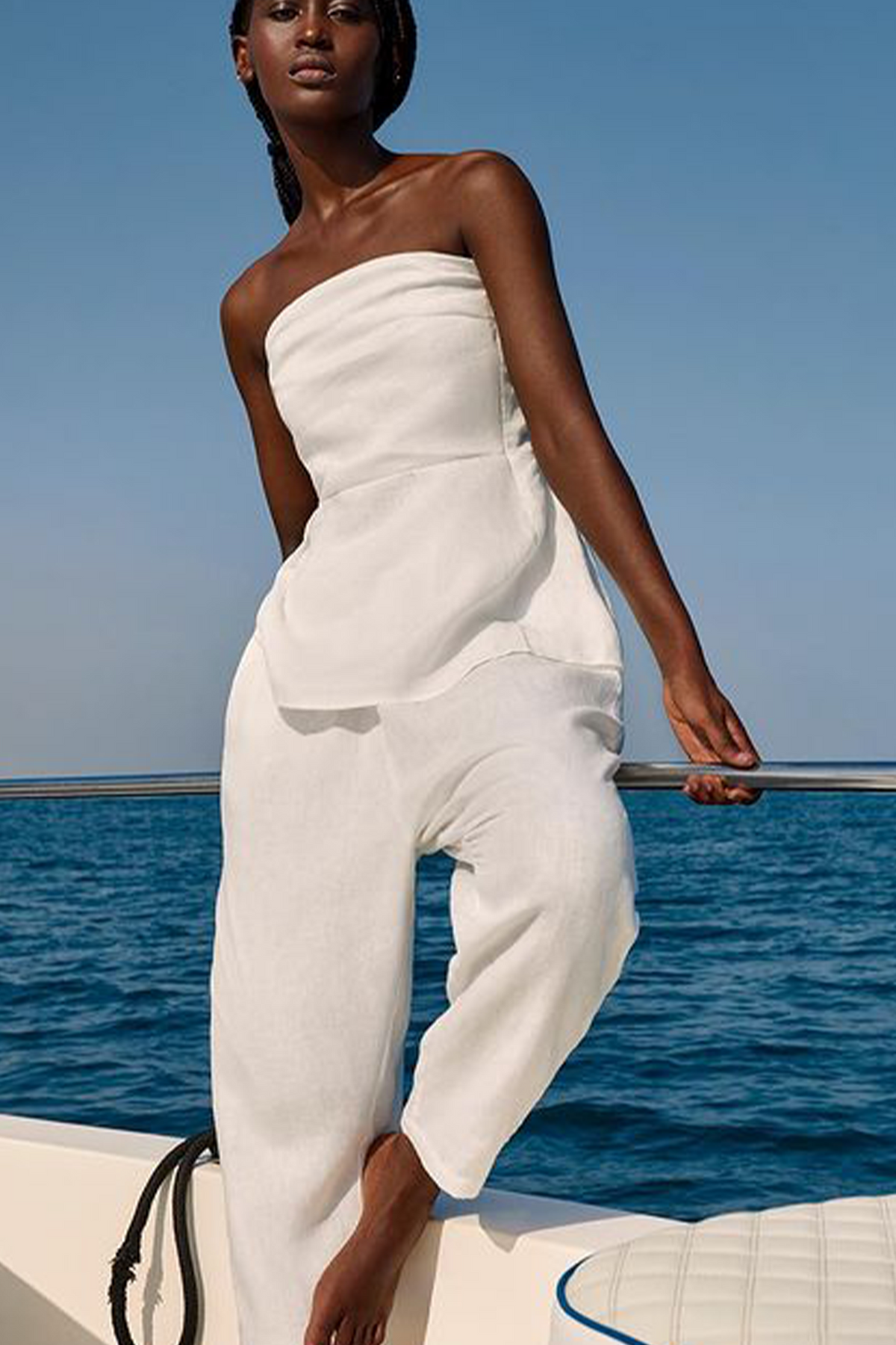 Yves Uro Peplum Linen Top