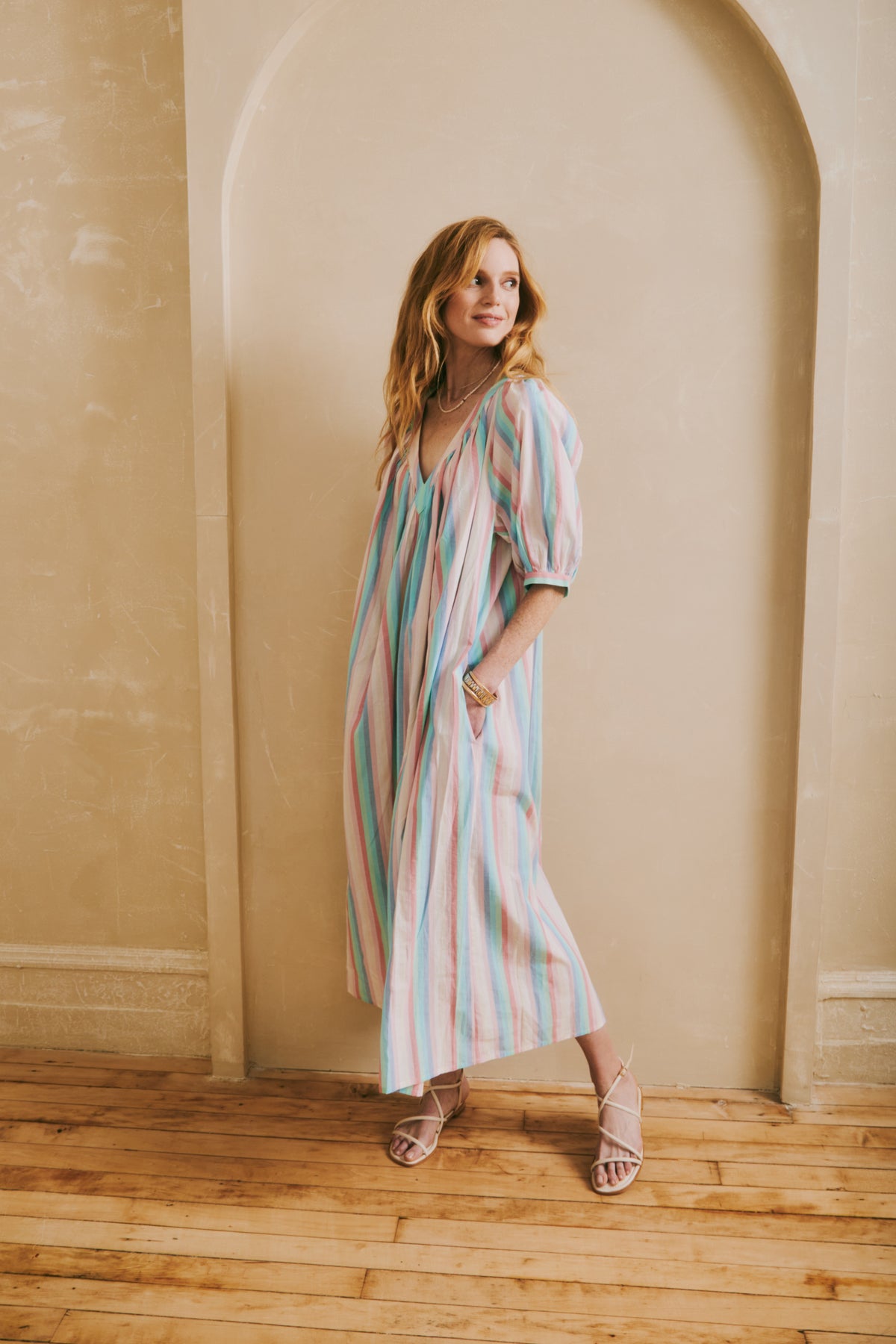 Cici Midi Dress Rainbow Stripe - FINAL SALE