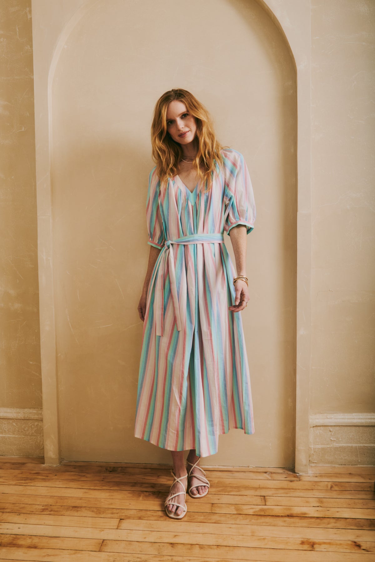 Cici Midi Dress Rainbow Stripe - FINAL SALE