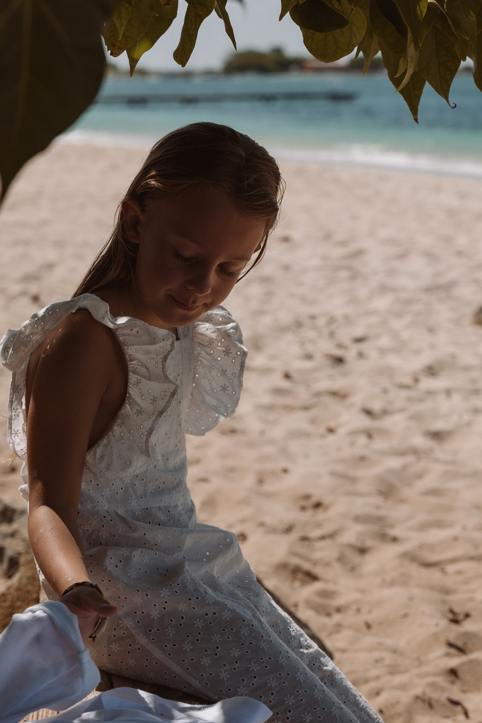 Broderie Anglaise Girls Florence Dungarees