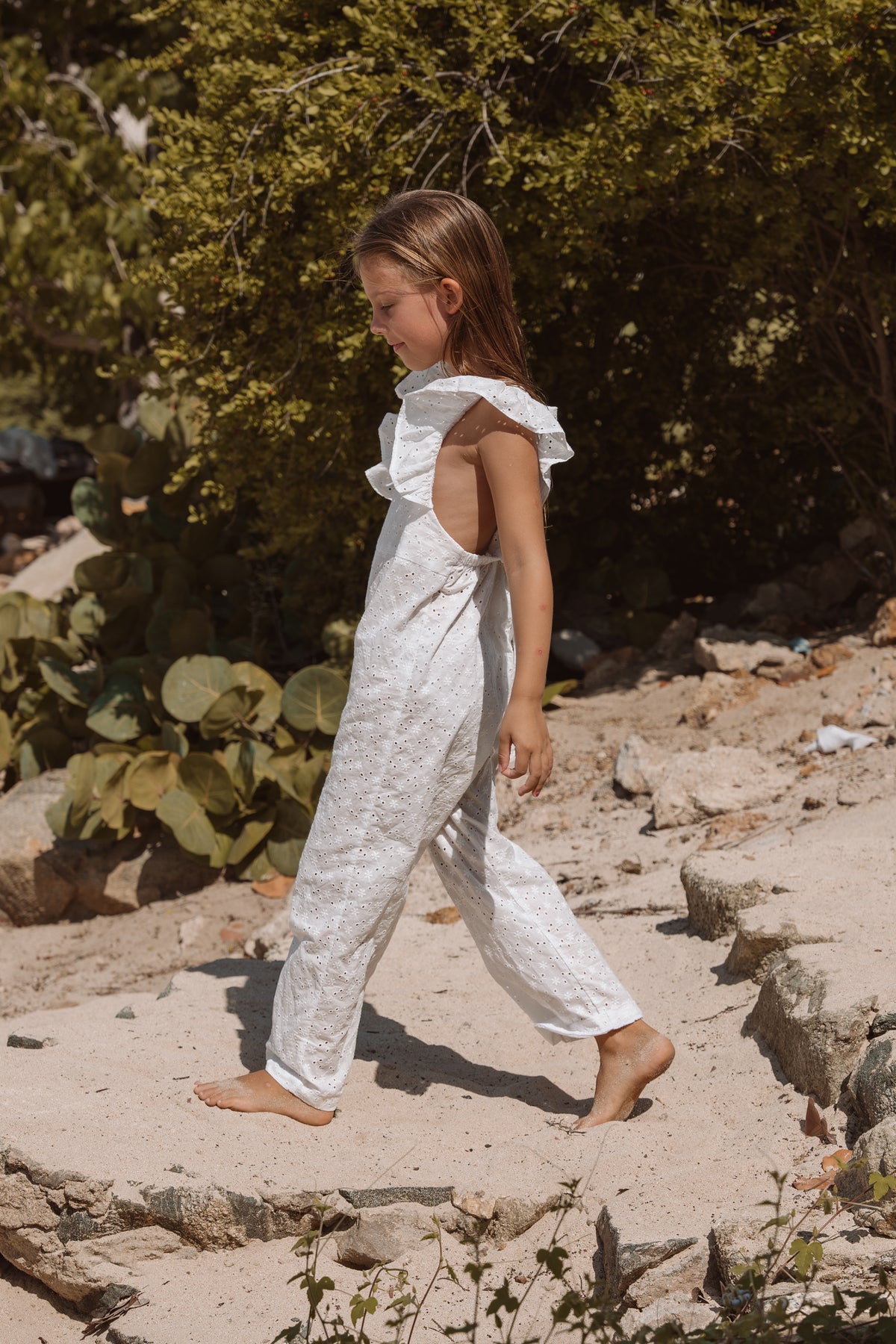 Broderie Anglaise Girls Florence Dungarees