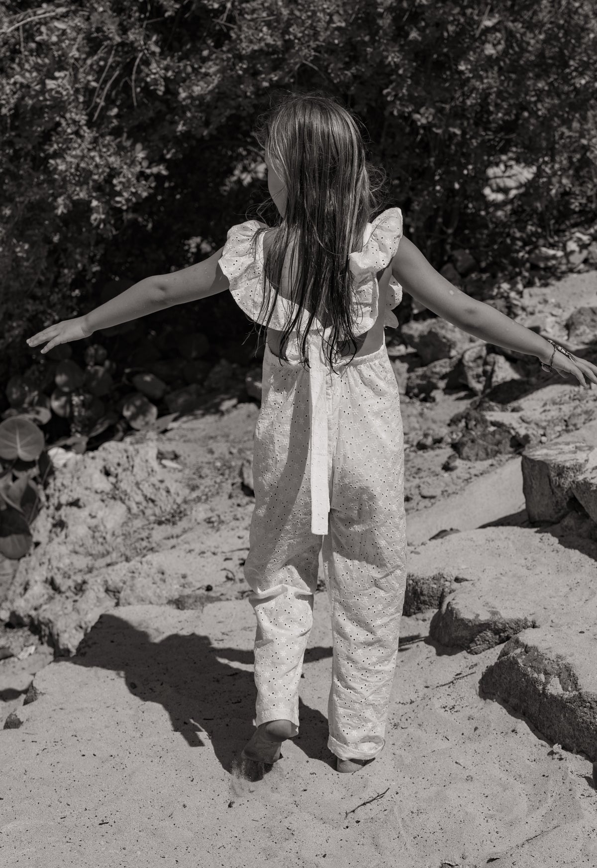 Broderie Anglaise Girls Florence Dungarees