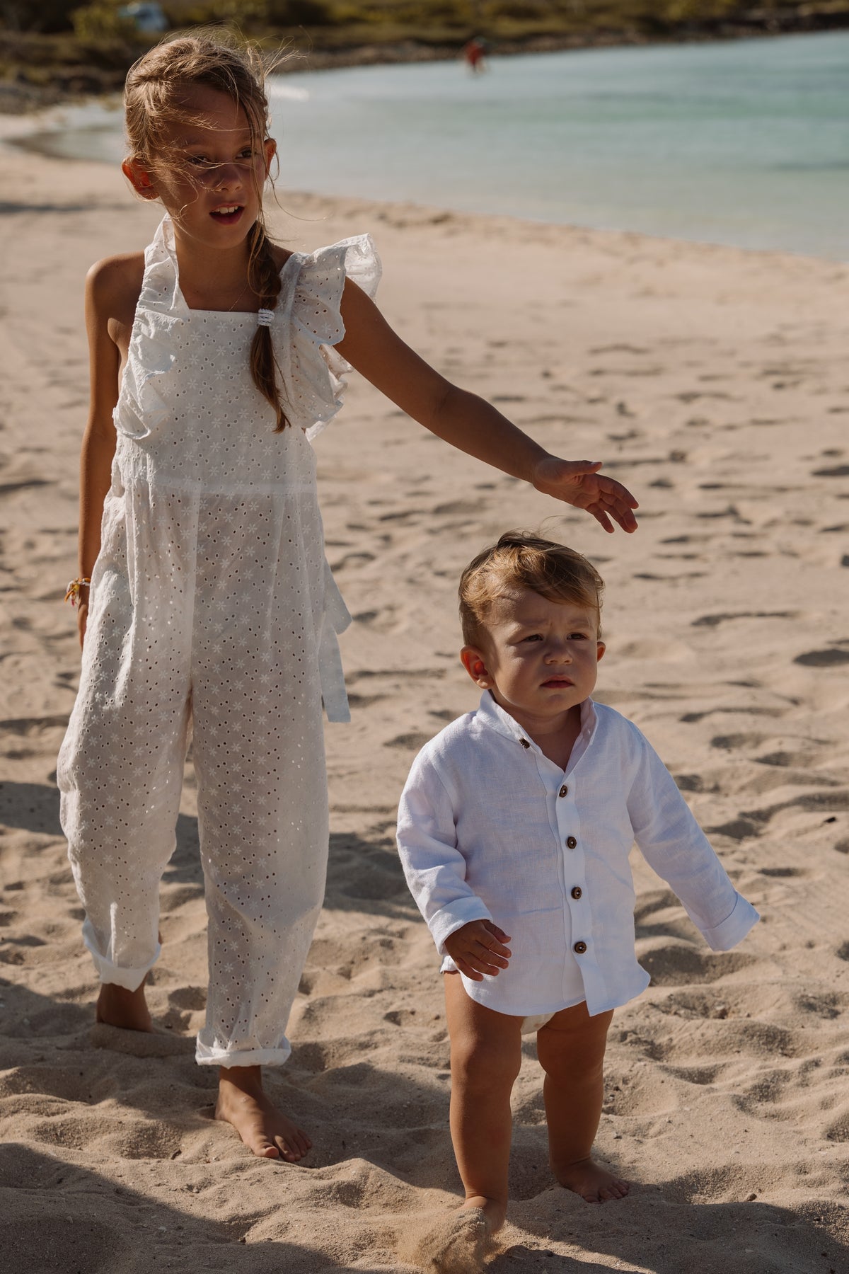 Broderie Anglaise Girls Florence Dungarees