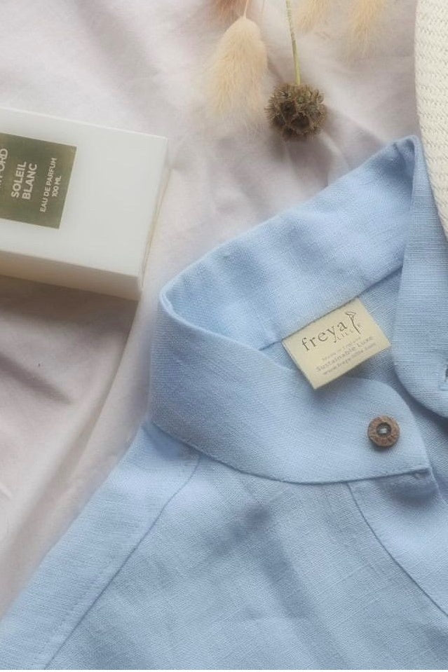 Marcia Frilled Shirt Blue - FINAL SALE